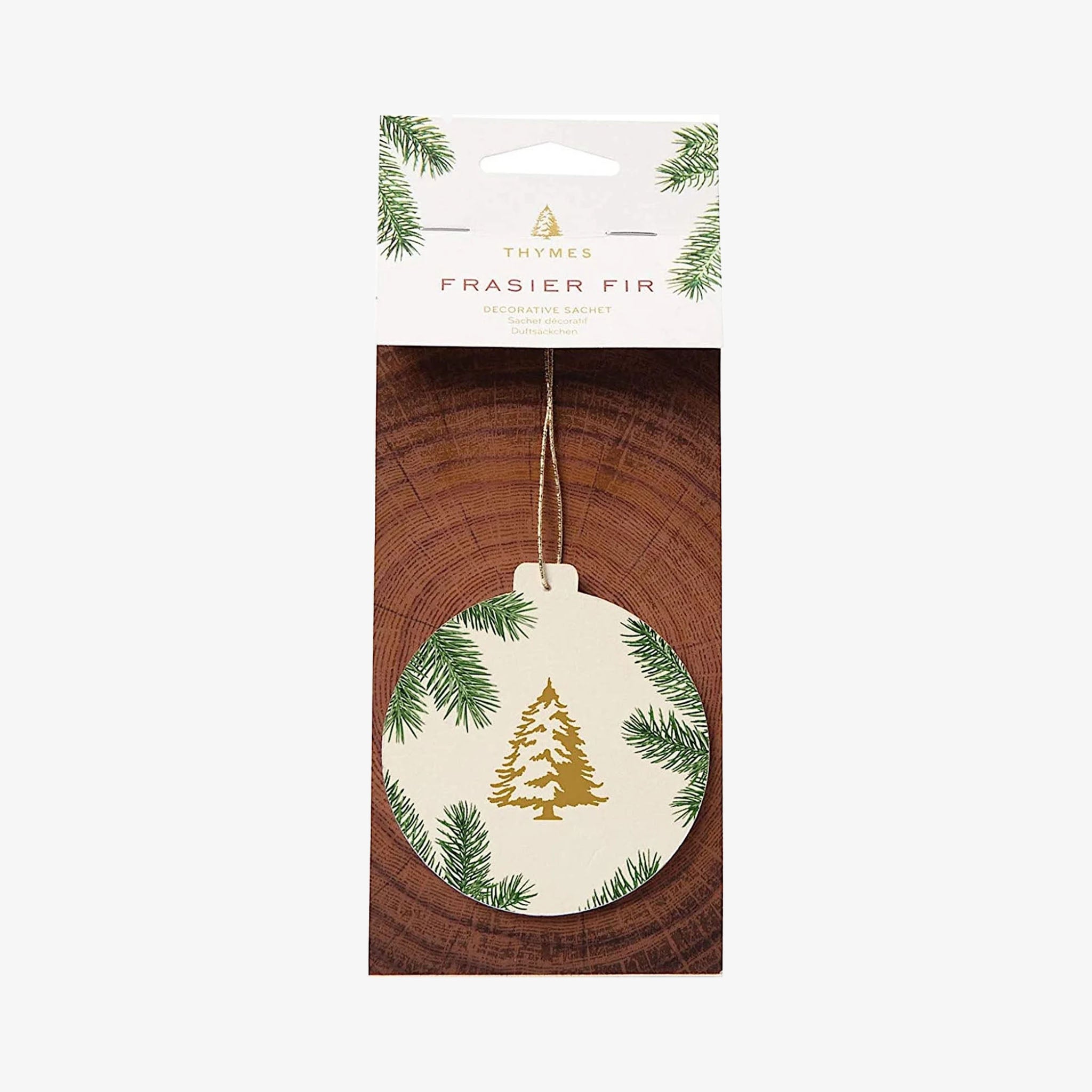 Thymes Frasier Fir Decorative Sachet on a whit ebackground