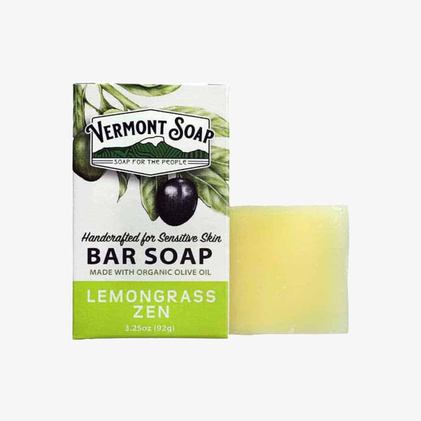 Vermont Soap company lemongrass zen boxed soap on a white background