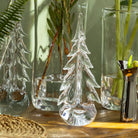 Vermont Evergreen Glass Tree, 14" on a table at Addison West