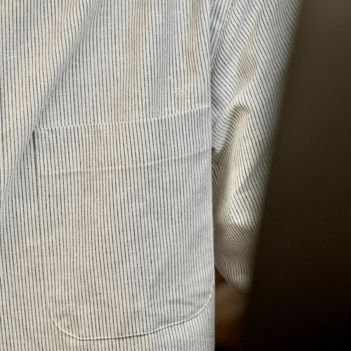 Warren Windsor Button Down in White Stripe on a model at Addison West