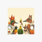 Cocktail napkins with birds and fruit hats