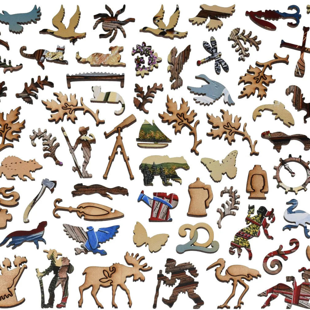 Liberty Puzzle Welcome to the Cabin wood puzzle pieces on a white background at Addison West