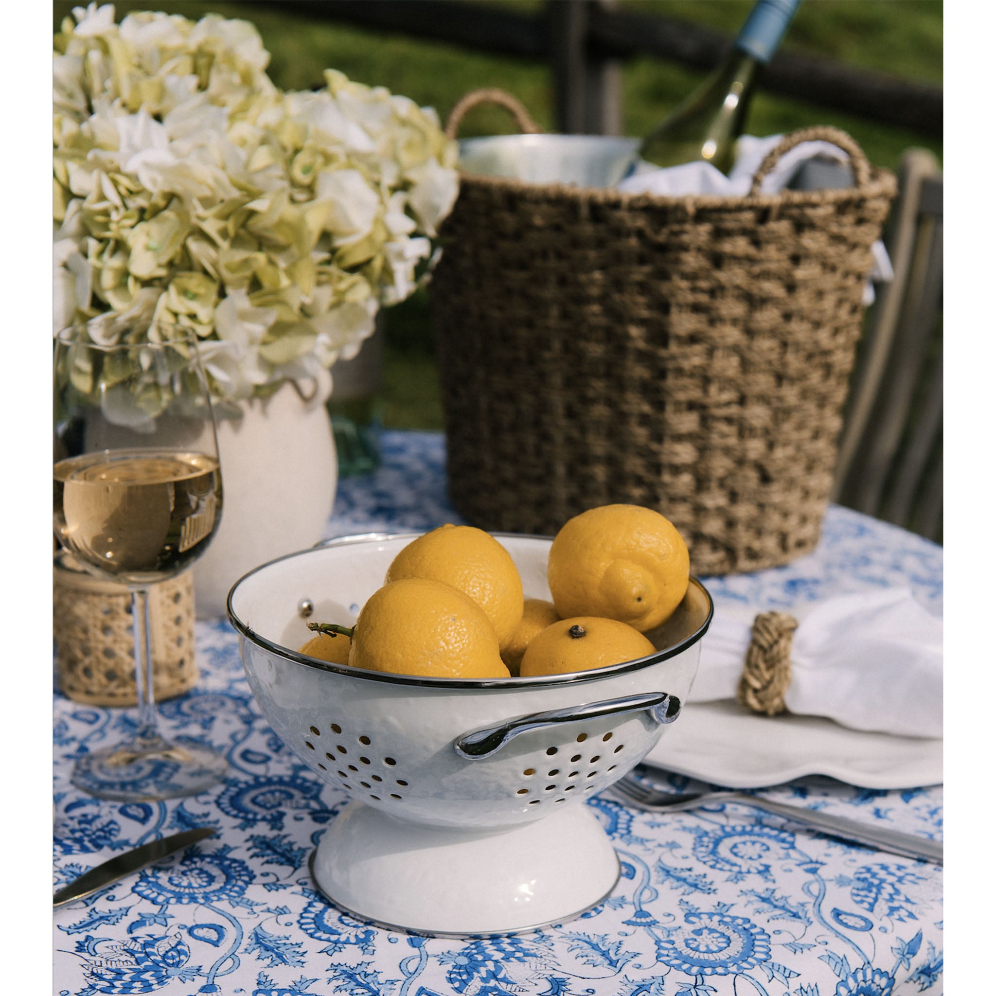 White Enamelware Colander - Medium - Addison West