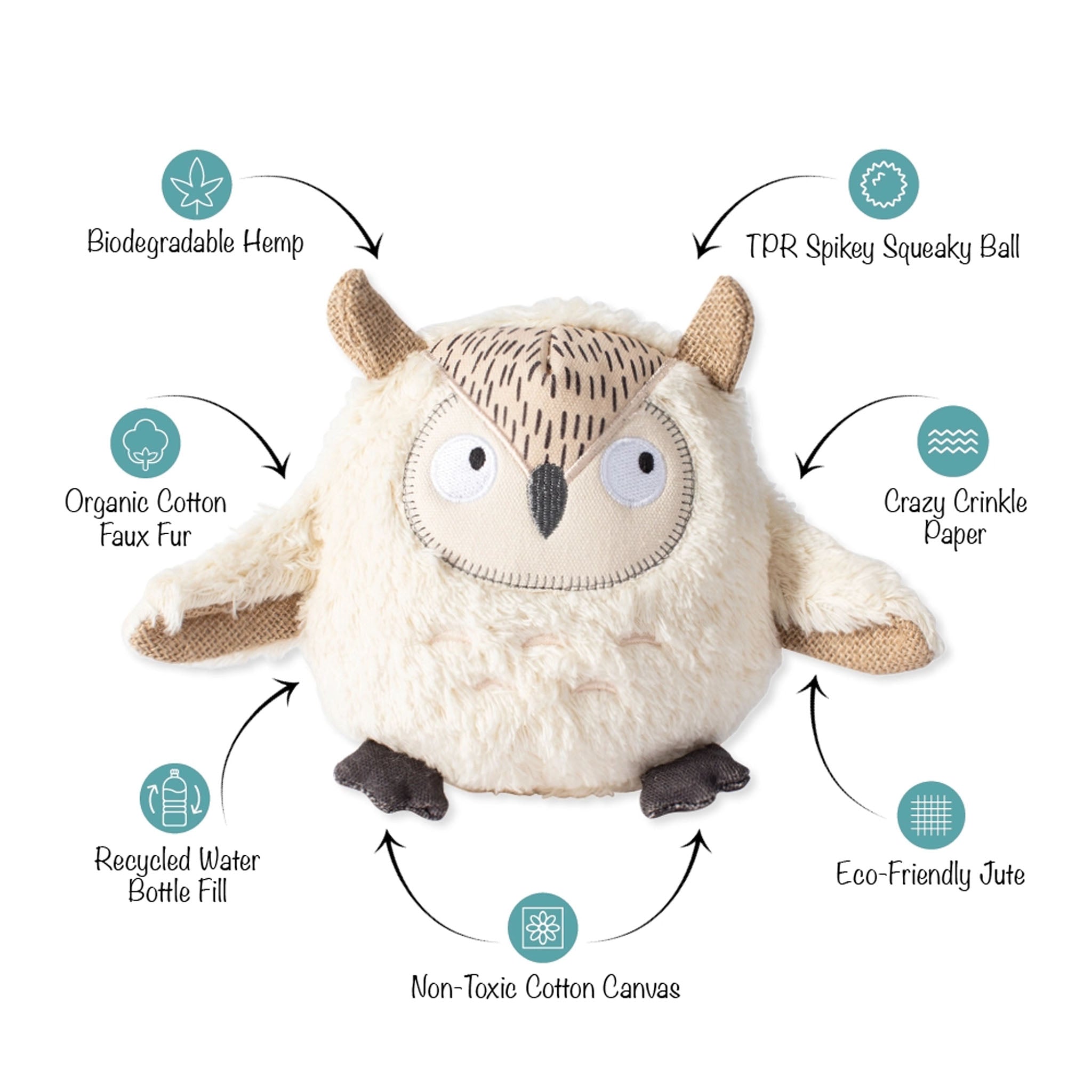 Whoooo's There Owl Dog Toy on a white background at Addison West