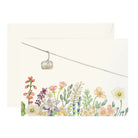 Greeting card with floral design and cable car illustration on a white background