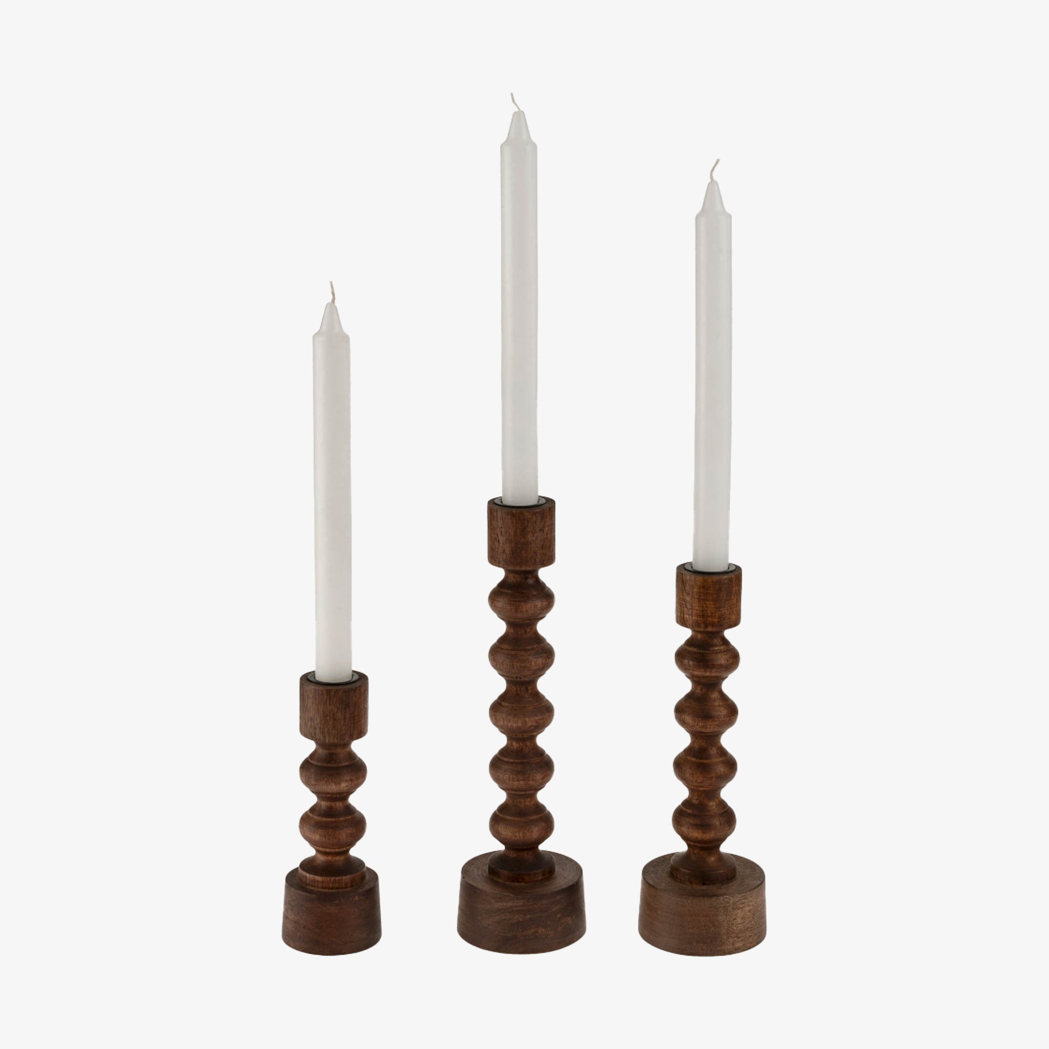 Woodspun Candle Holder on a white background at Addison West