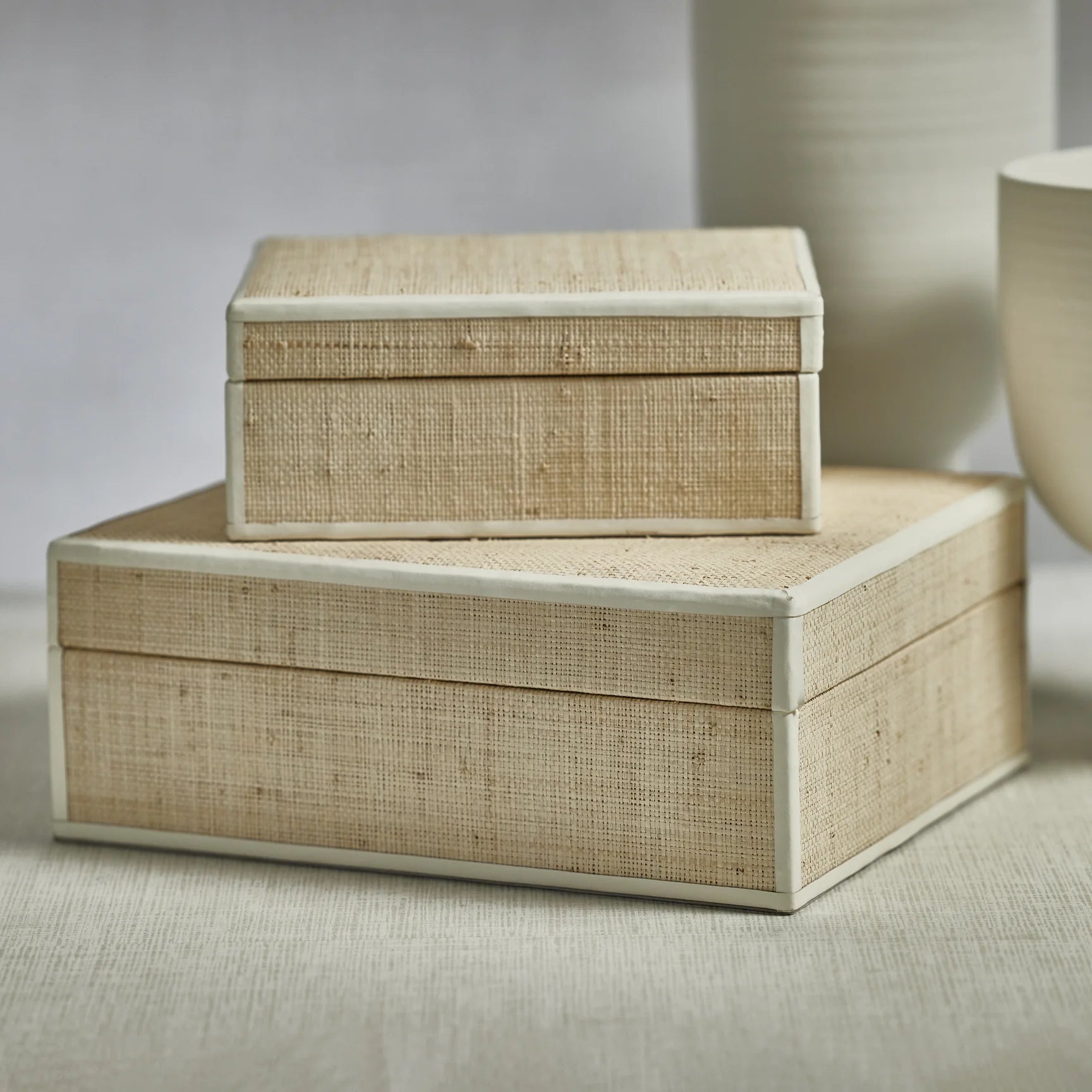 Raffia Box with Leather Trim - Small - Addison West