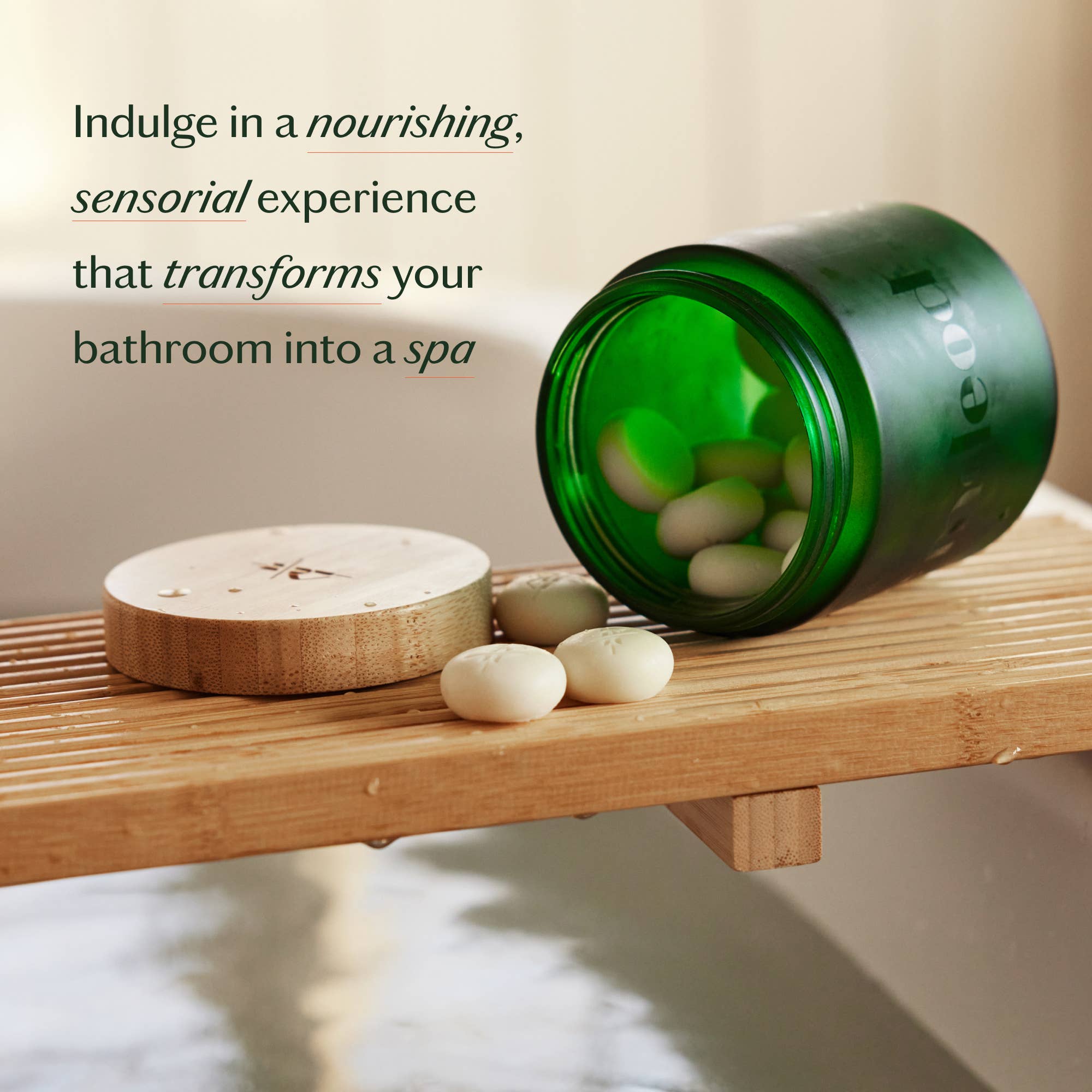 Daily Pebble | Deep Moisturizing Solid Bath & Shower Oil in a bathroom at Addison West