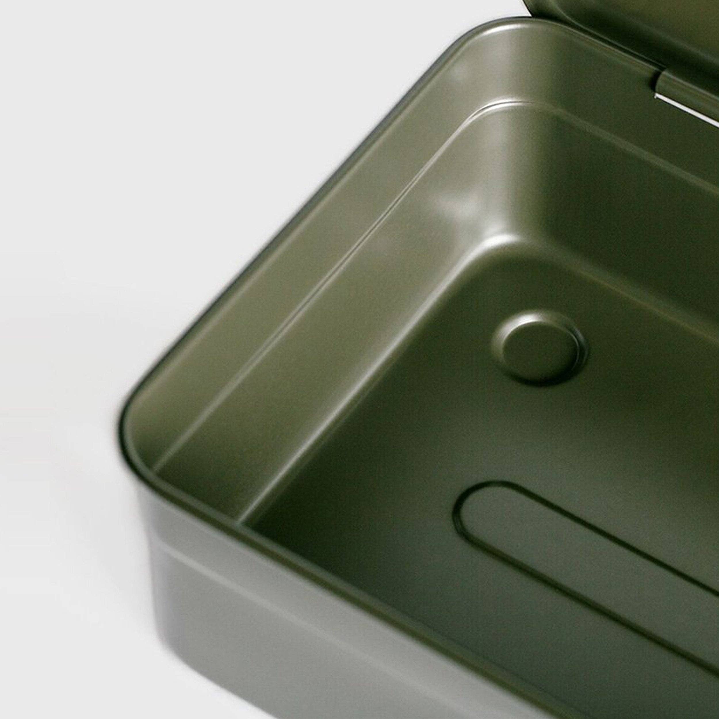 Toyo Steel Camber Toolbox Y-350 in Military Green on a white background at Addison West
