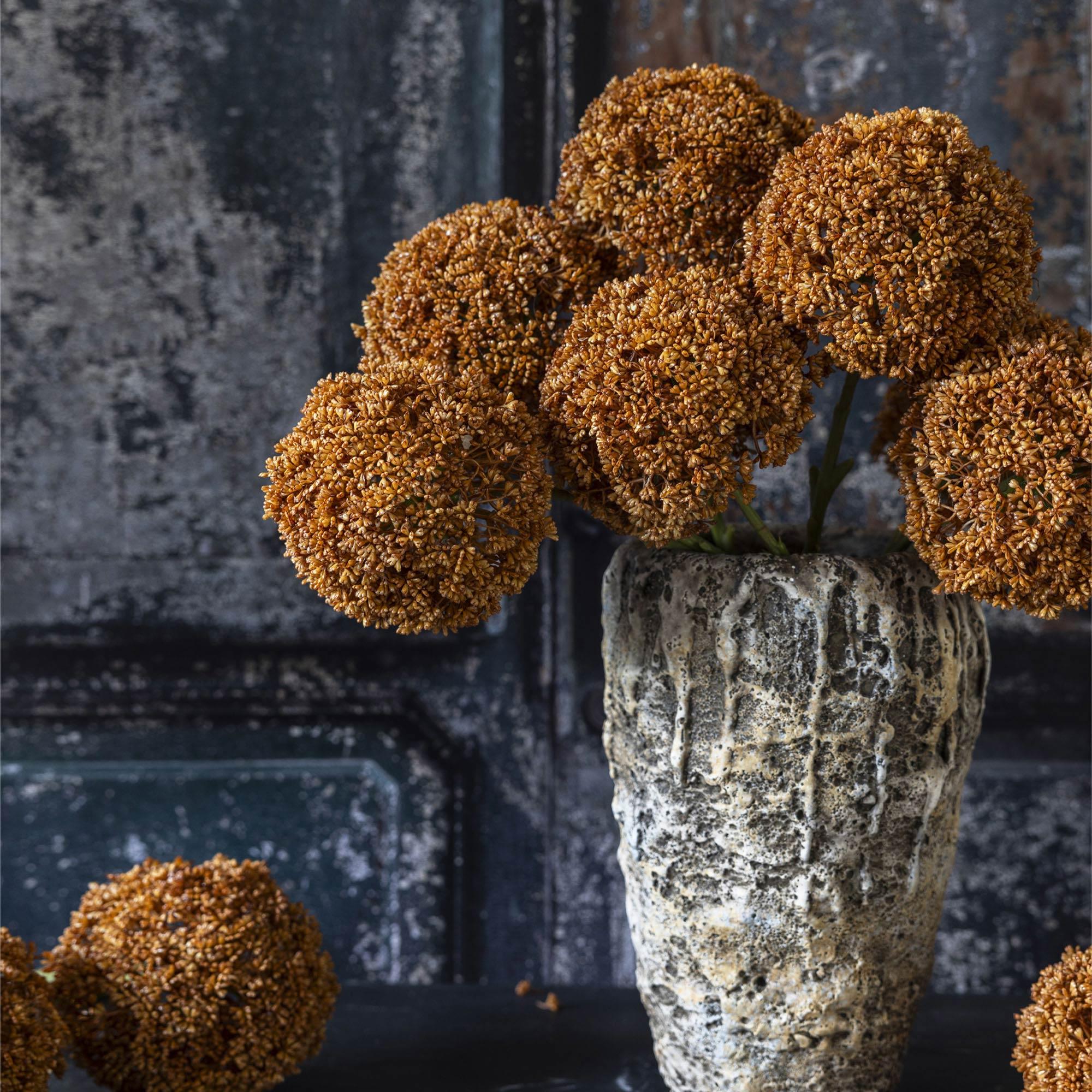 Abigail Ahern Artificial Allium Stem in Umber on a grey background at Addison West