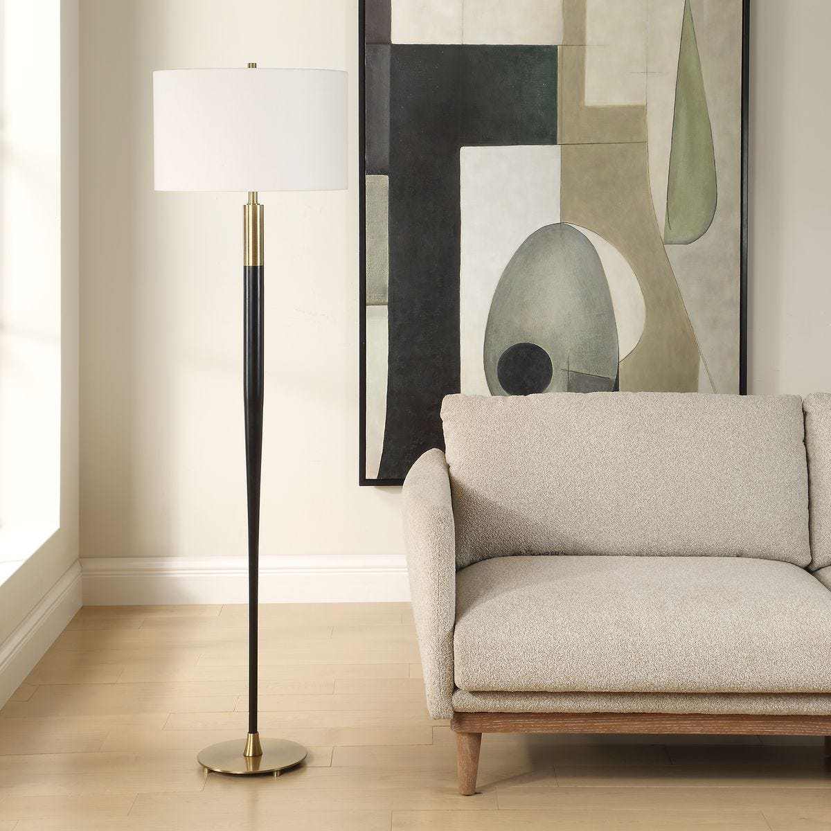 Stoweck Floor Lamp in a living room at Addison West