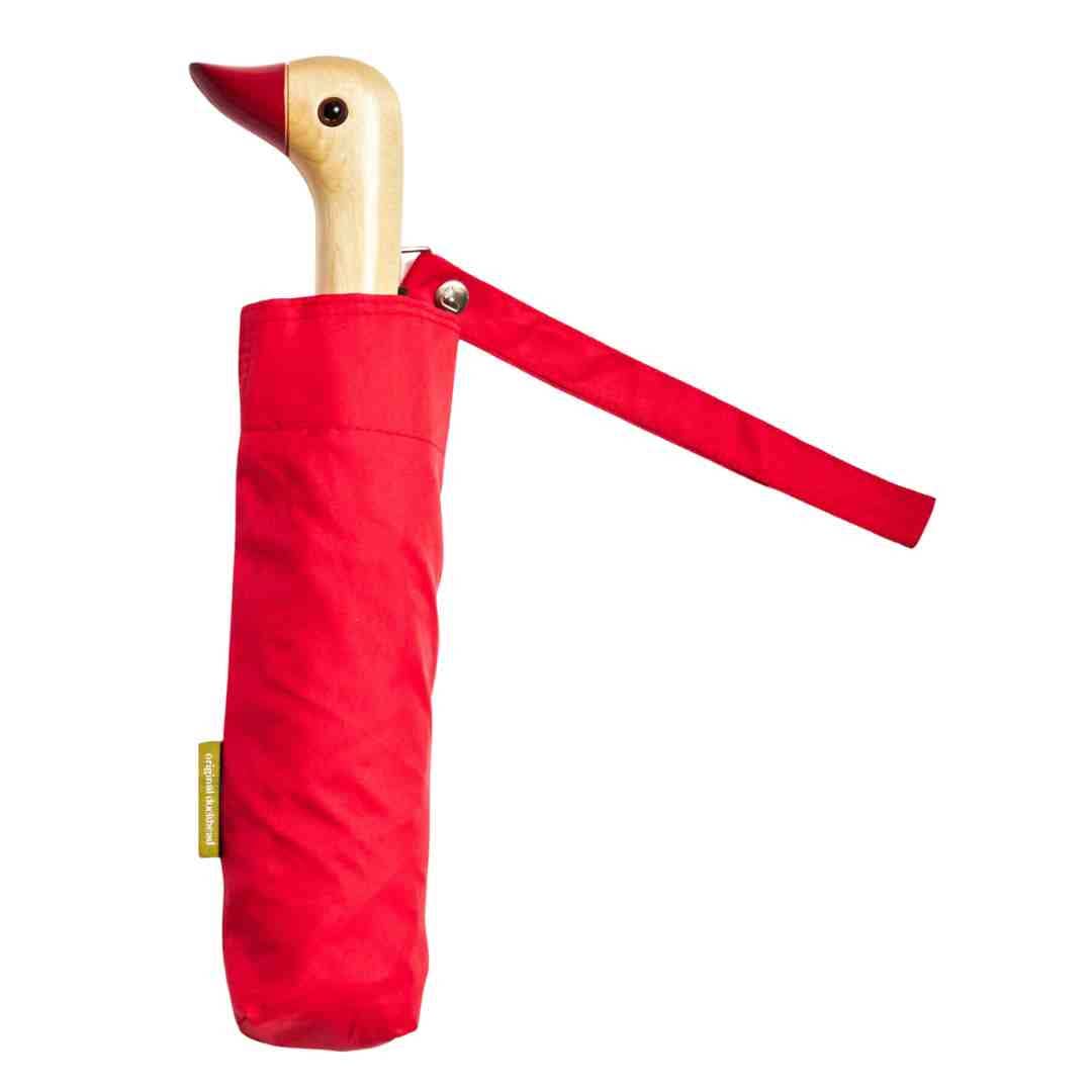 Original Duckhead Red Eco-Friendly Umbrella on a white background at Addison West