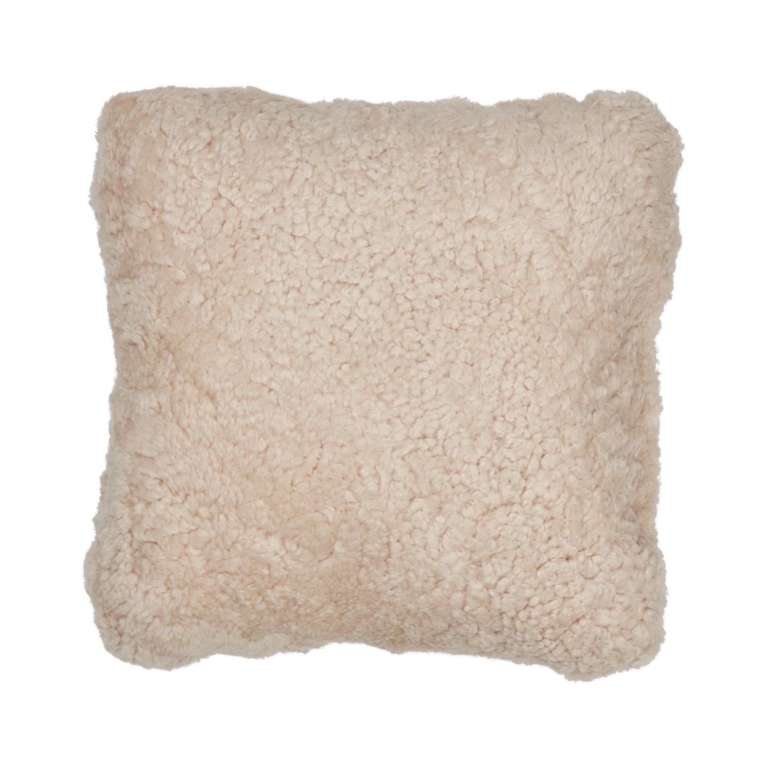 22" Short Wool Sheepskin Throw Pillow in Pearl on a white background at Addison West