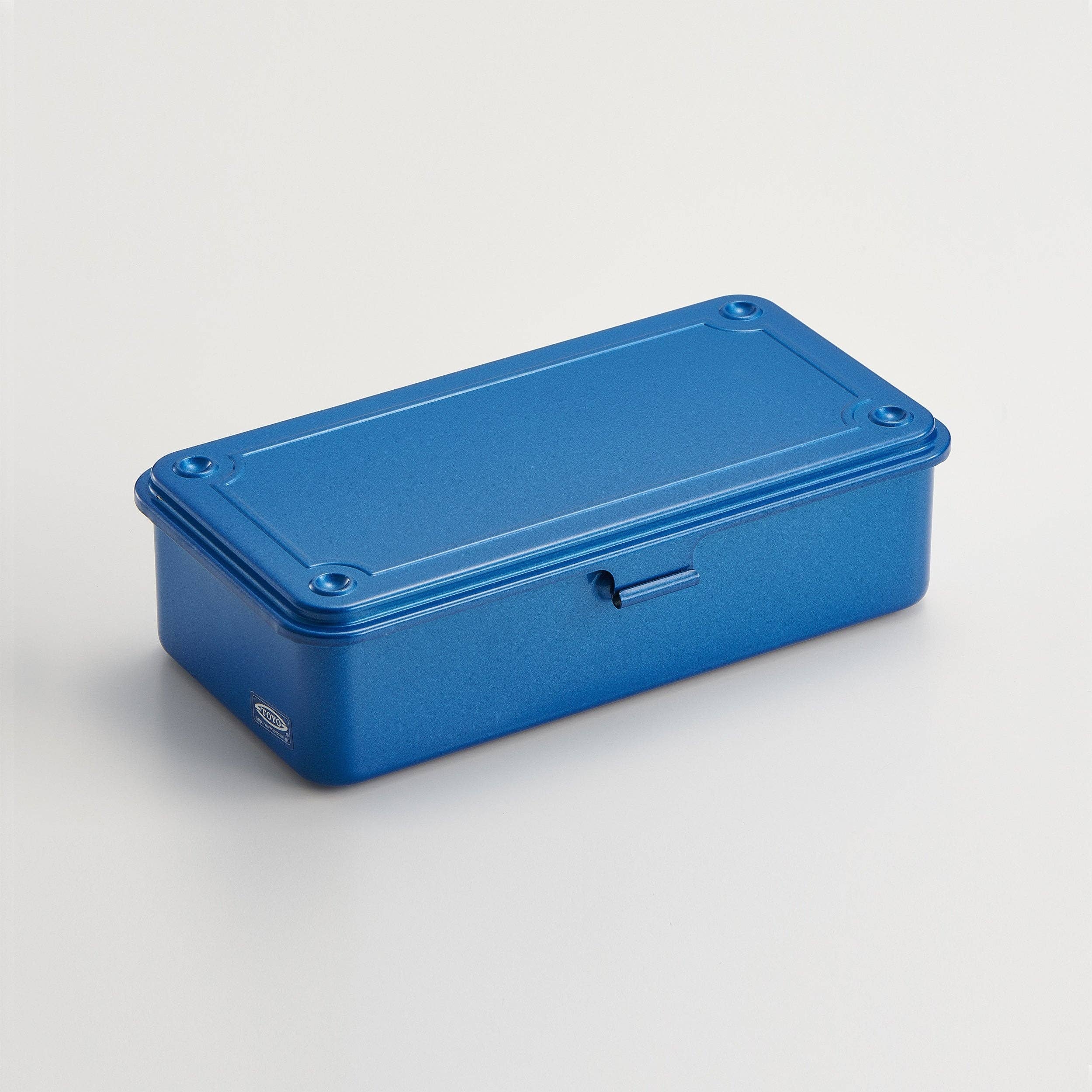 Toyo Steel Stackable Storage Box T-190 in Blue on a white background at Addison West