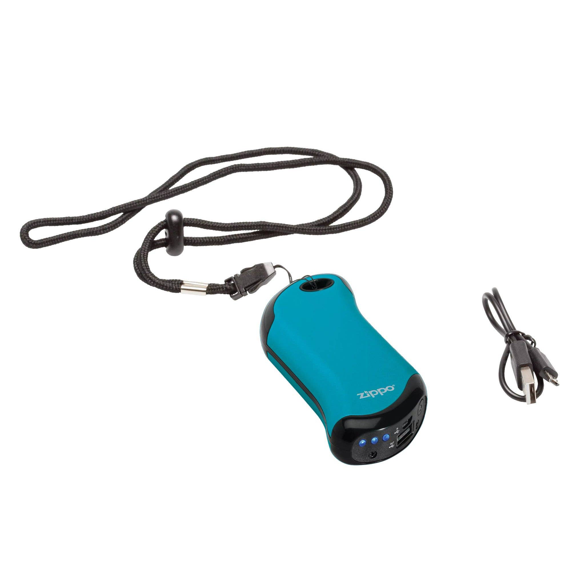 Zippo HeatBank 9s Rechargeable Hand Warmer in Blue on a white background at Addison West