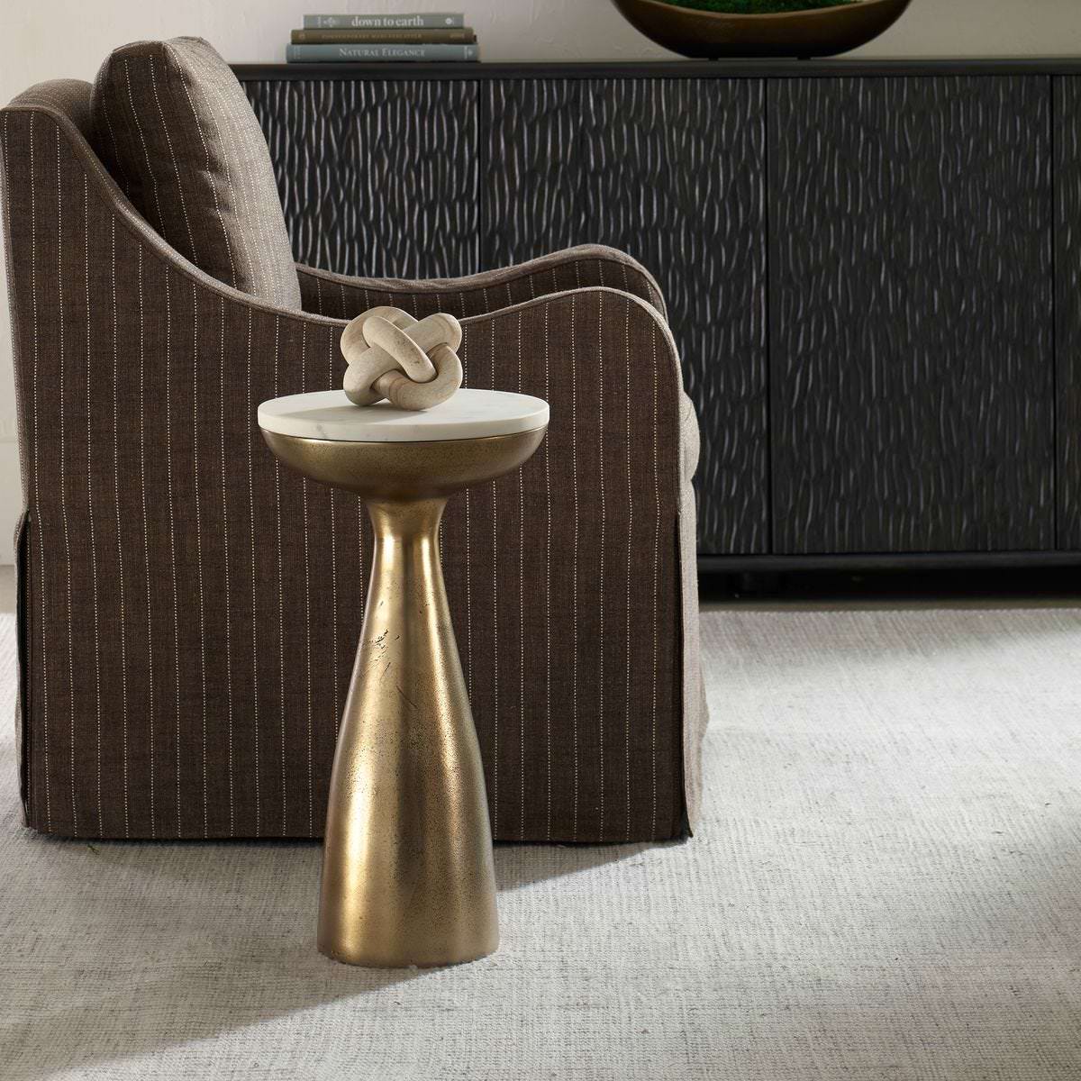 Torin Indoor-Outdoor Drink Table in a living room at Addison West