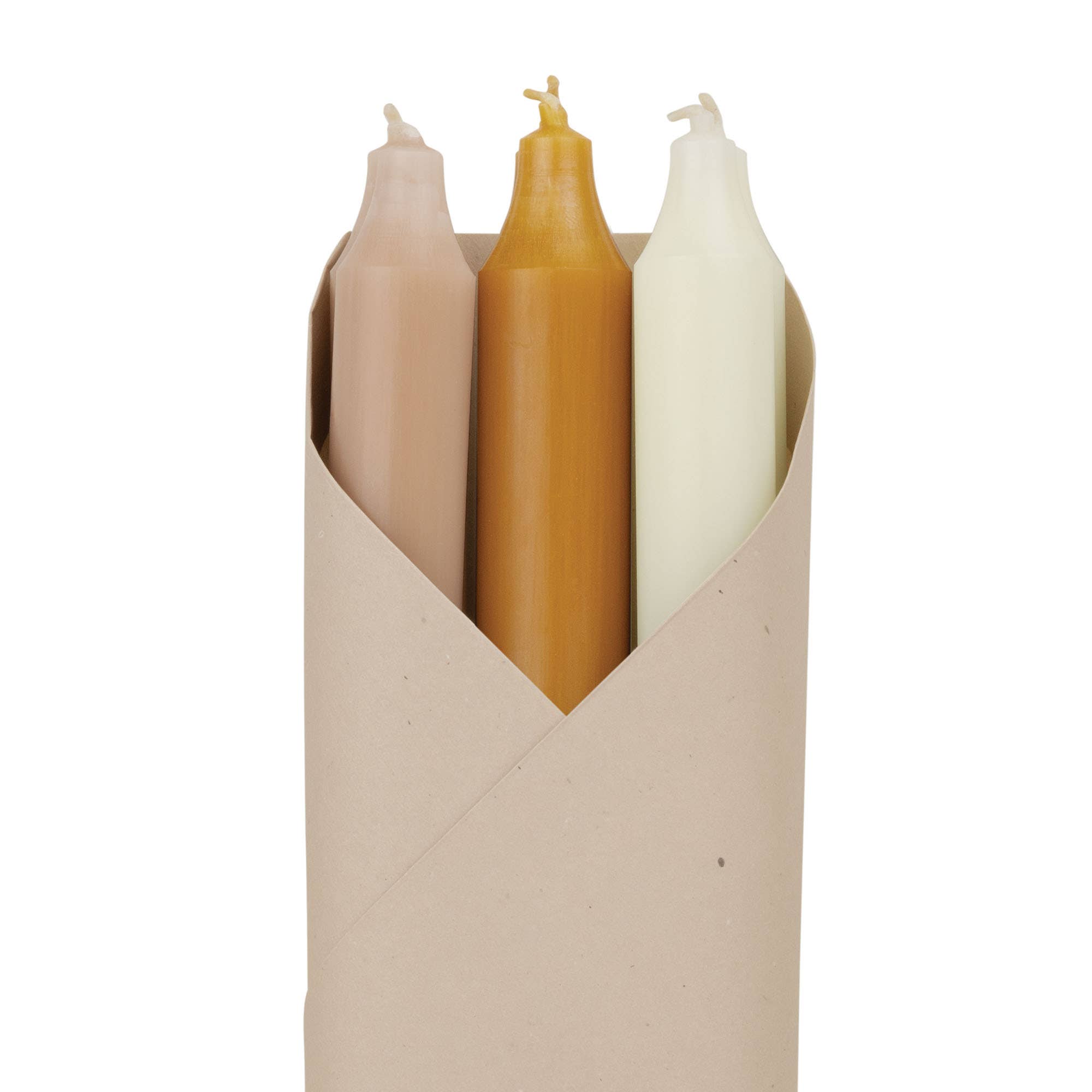 12" Taper Candles in Desert Sun, Set of 6 on a white background at Addison West