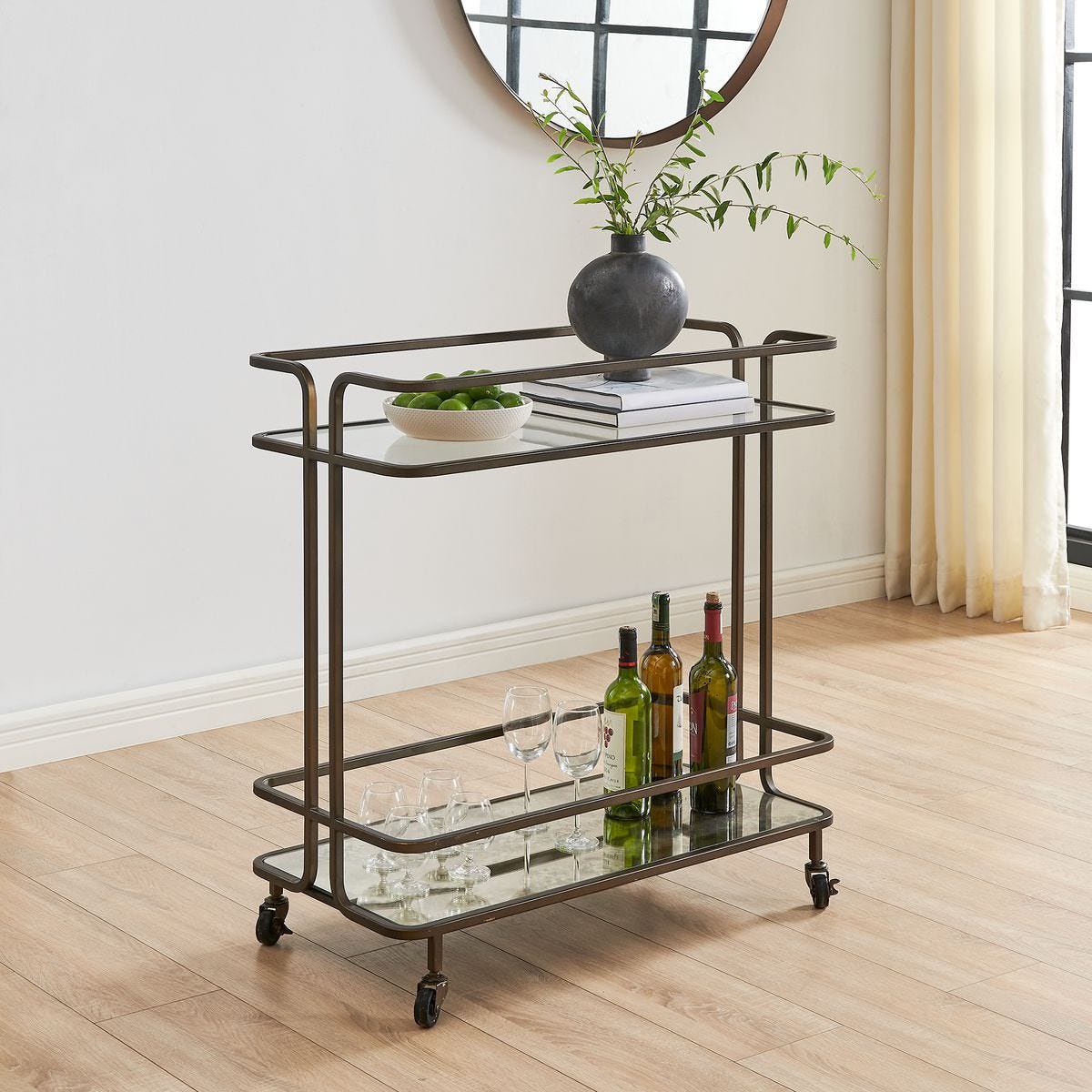 Errol Bar Cart in a living room at Addison West