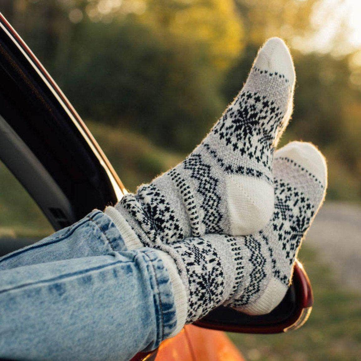 Nordic Socks Soft COZY™ Warm in Asenka Creme on a model at Addison West