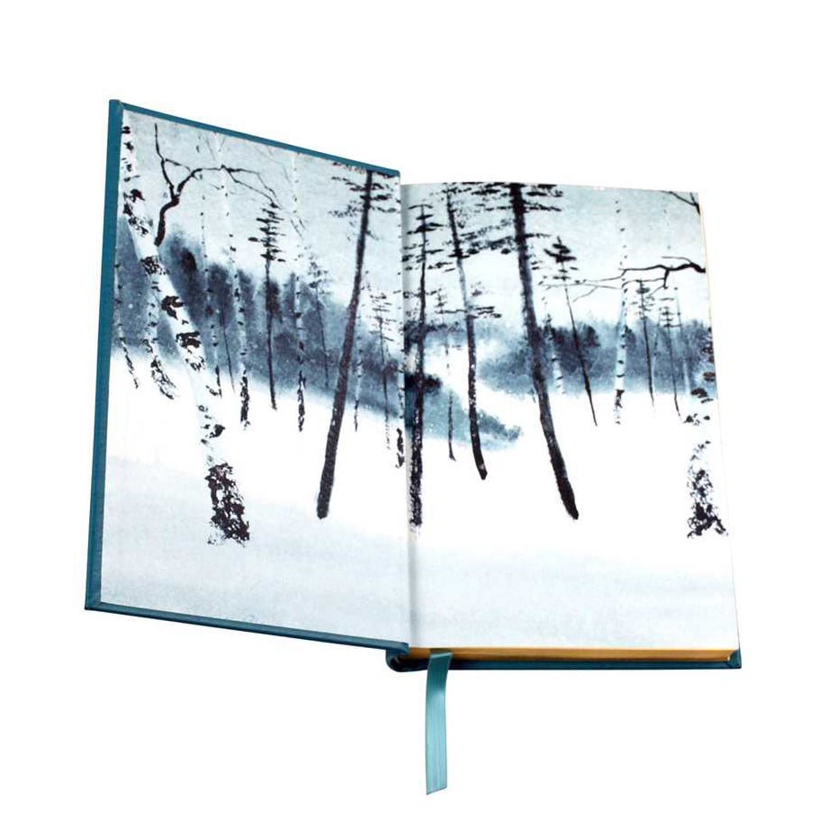 Book titled 'A Collection of Poems by Robert Frost' with a blue cover and white text.