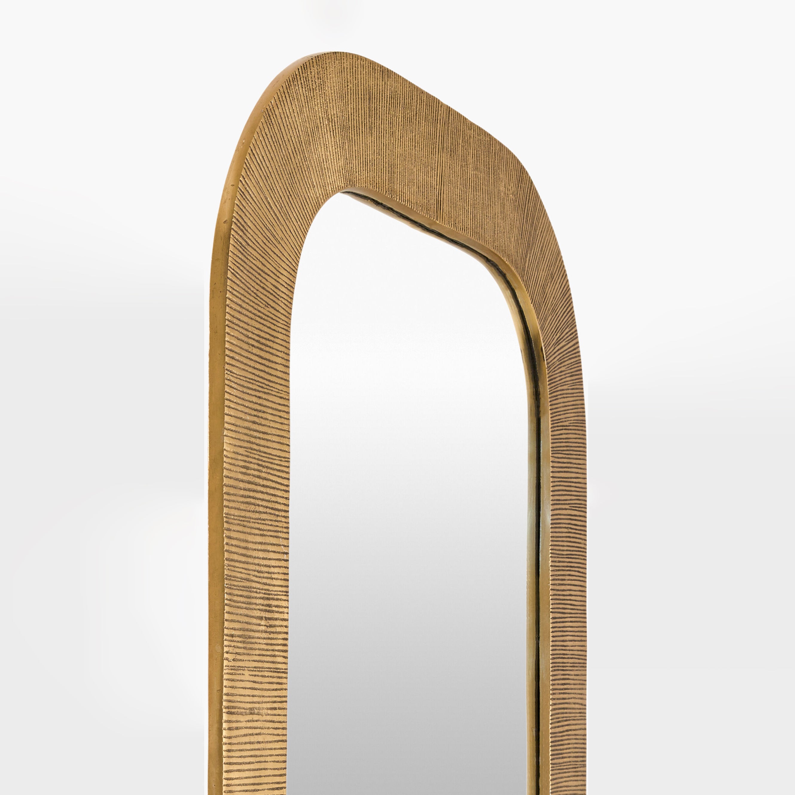 Close up of Enya Accent Mirror on a white background at Addison West