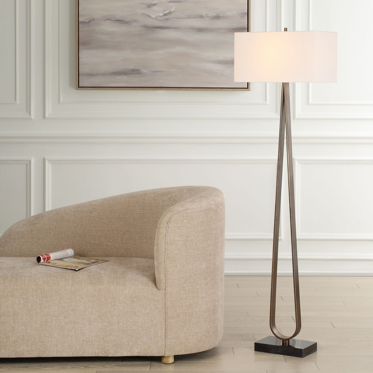 Galridge Floor Lamp in a white living room at Addison West