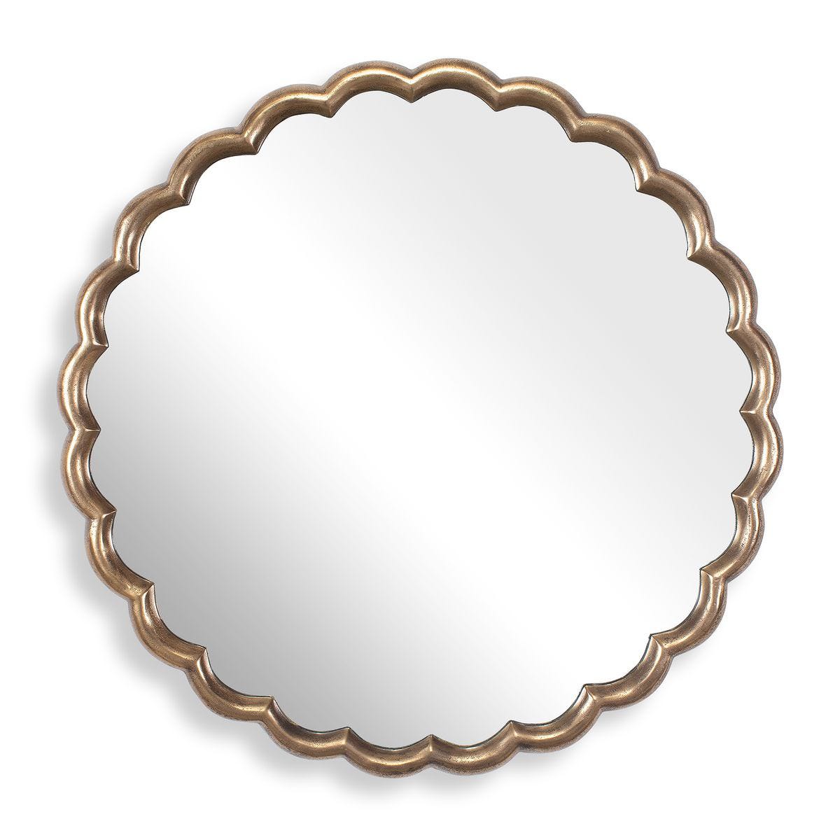 Cerelle scalloped Round Mirror on a white background at Addison West