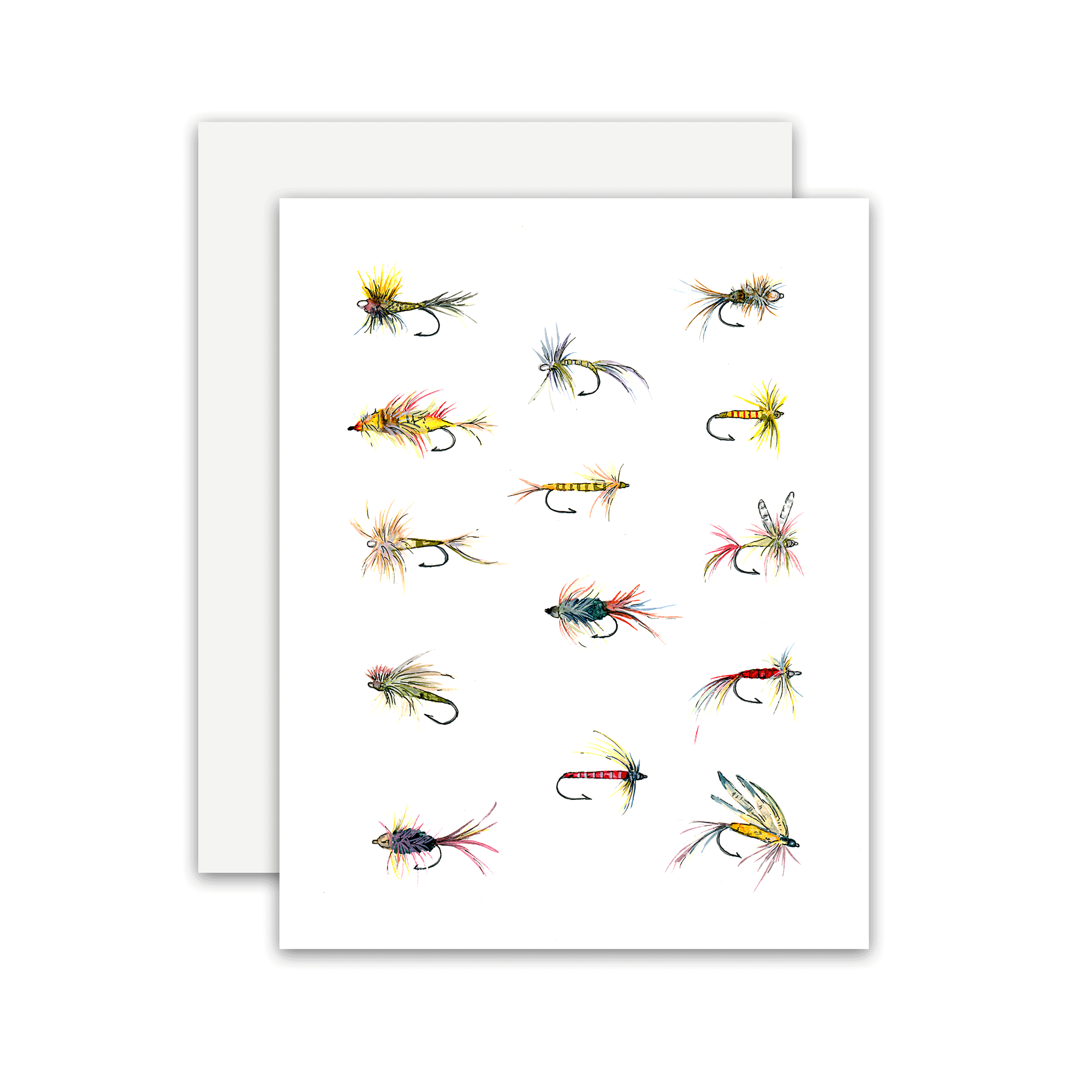 Tied Flies Blank Greeting Card on a white background at Addison West