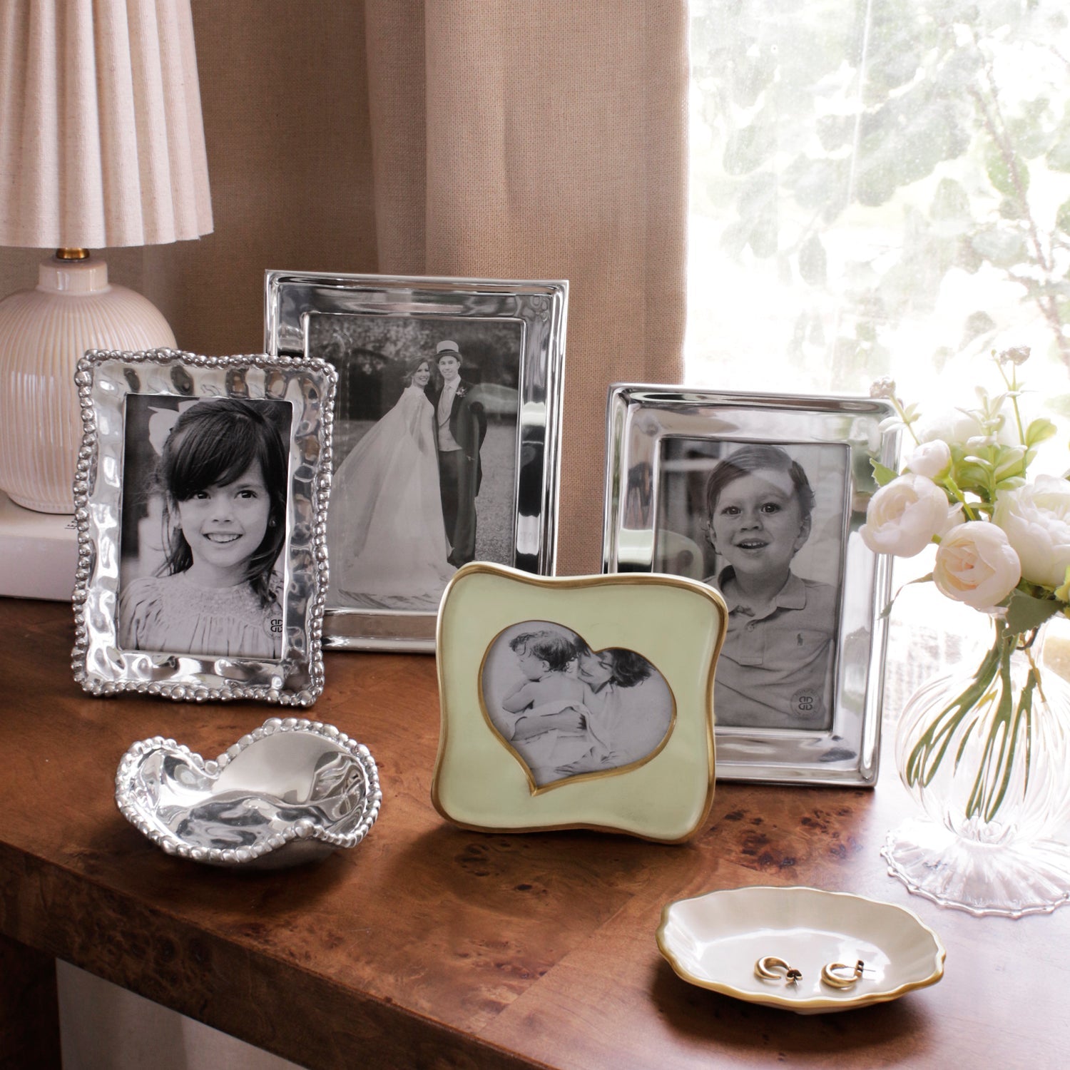 Beatriz Ball GIFTABLES Jason Vertical Picture Frame 5x7 on table at Addison West