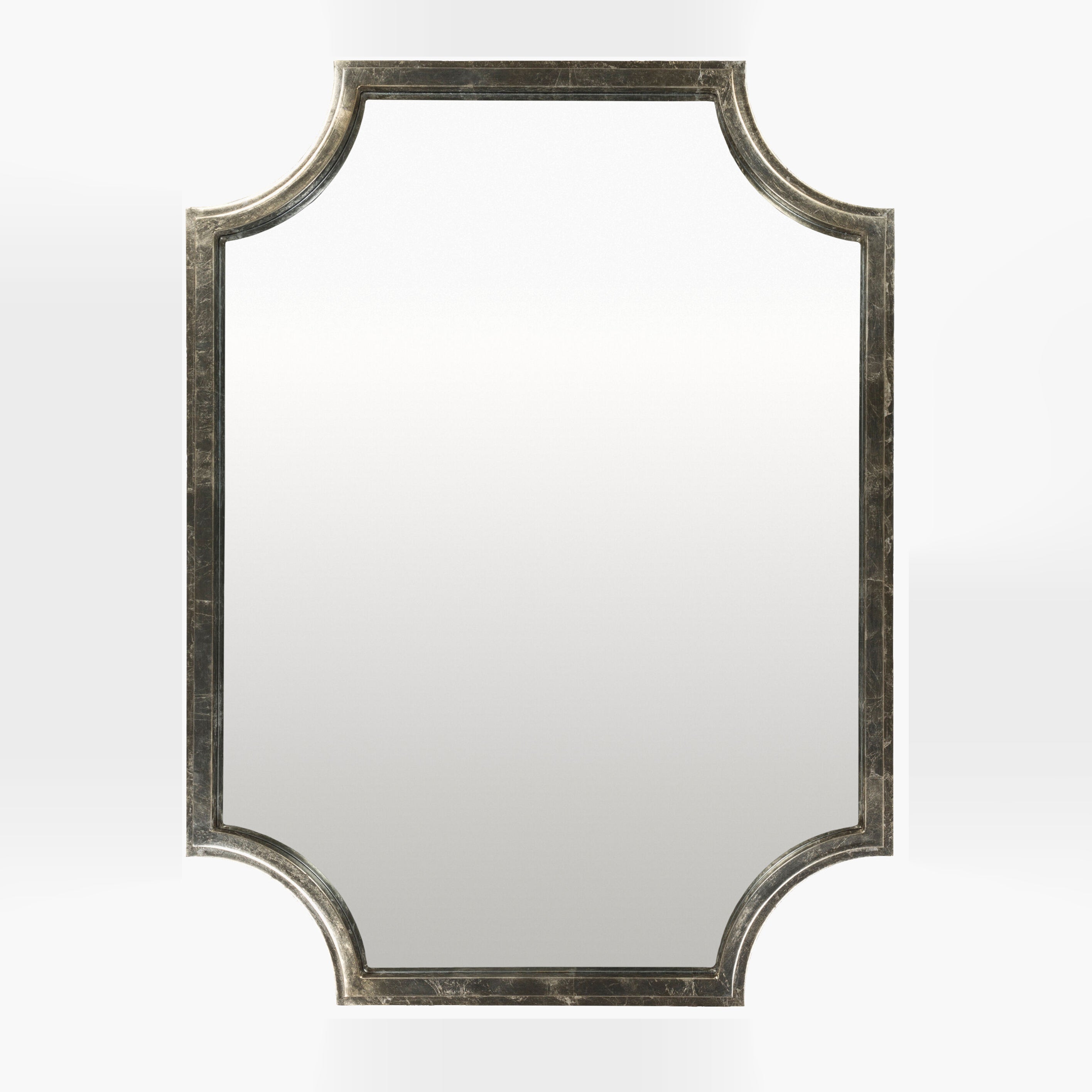 Joslyn Accent Mirror in Gilded Silver on a white background at Addison West