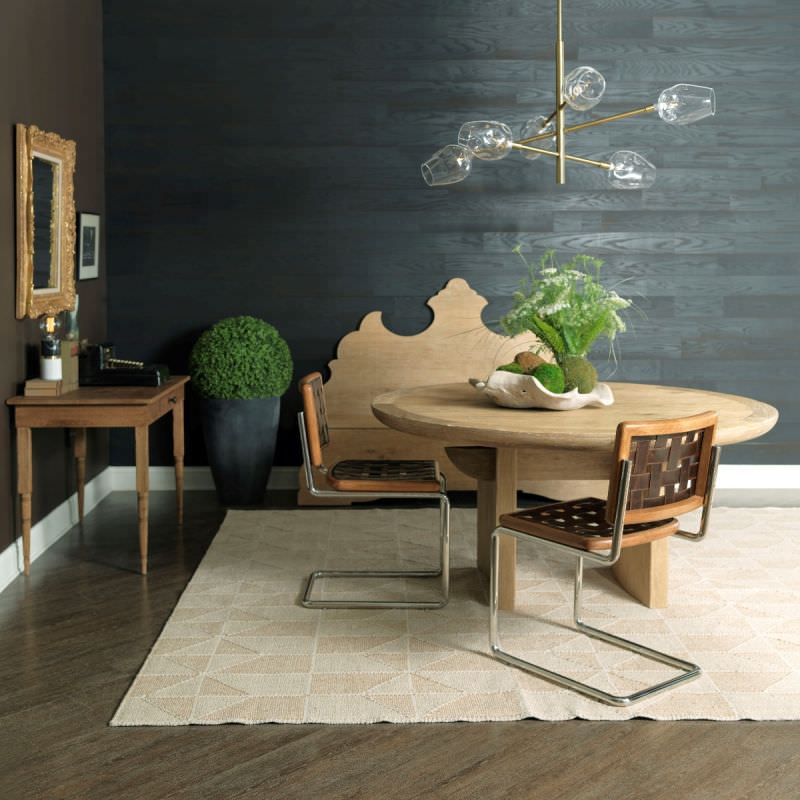 Woodbridge Furniture Pencil Desk in a dark dining room at Addison West