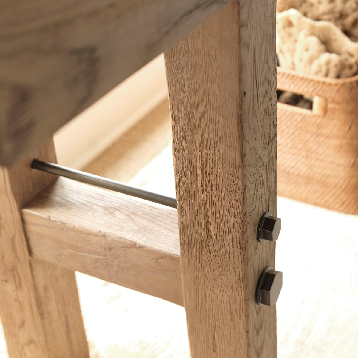 Close up of Maker's Console Table in a living room at Addison West