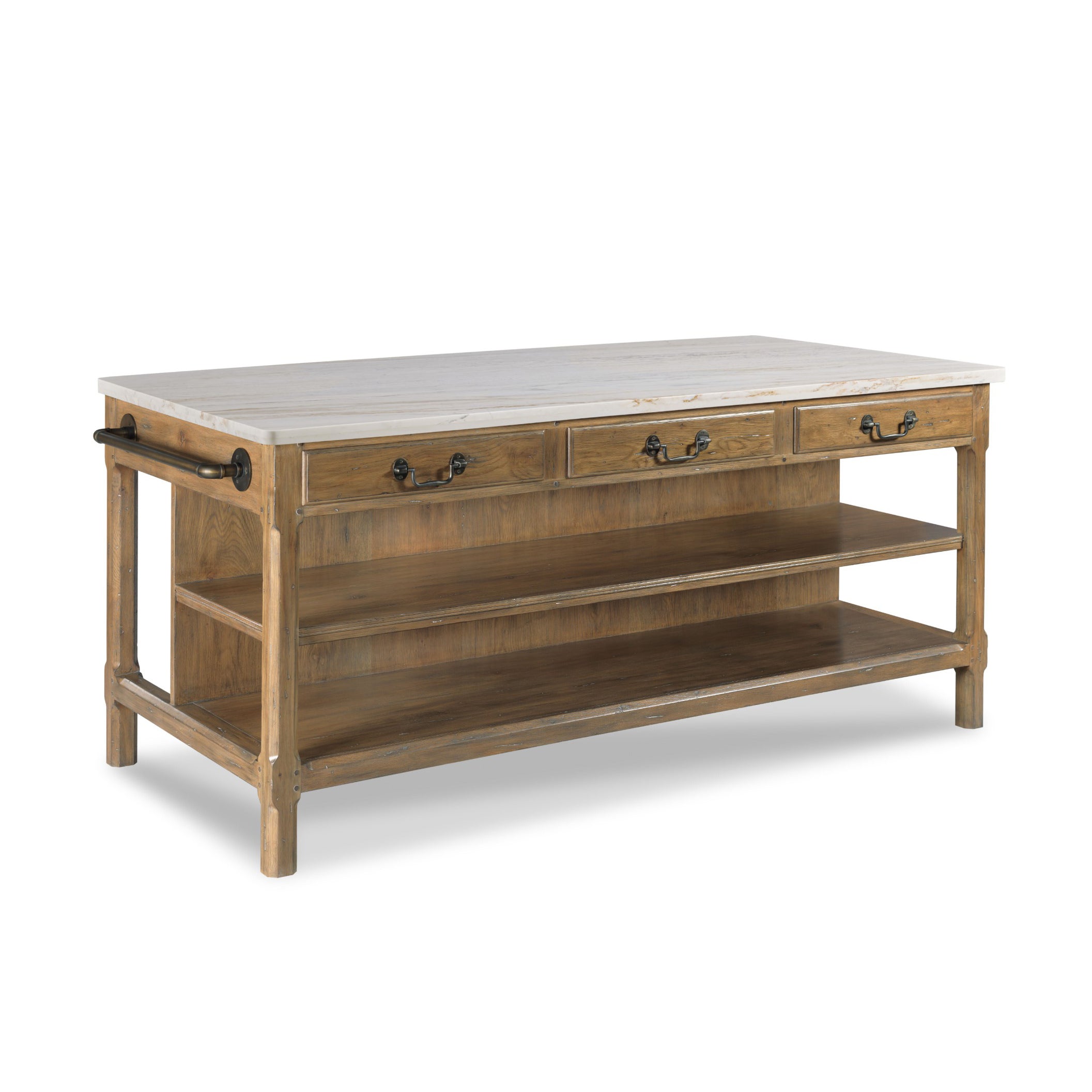 Draper's Table in Carrara Marble on a white background at Addison West