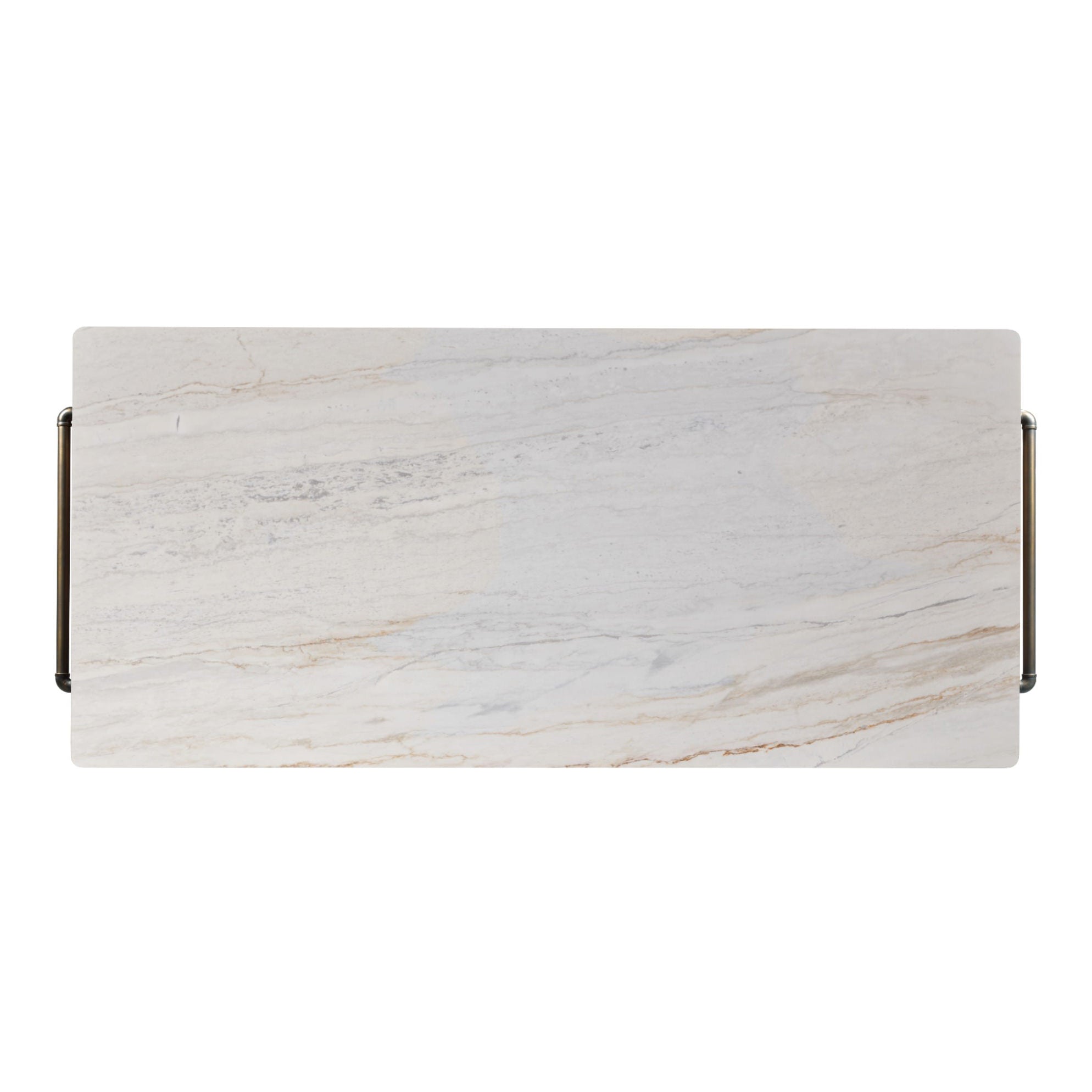 Draper's Table in Carrara Marble on a white background at Addison West