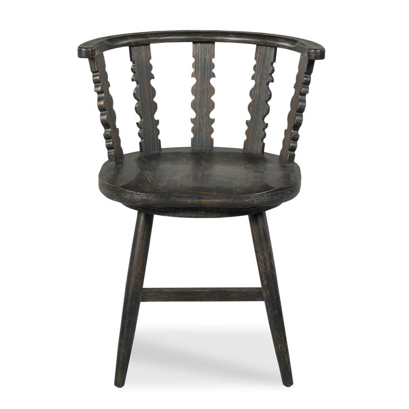 Fable Dining Chair in Worn Black Finish on a white background at Addison West