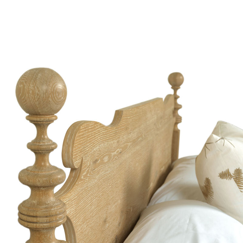 King Saltwater Bed in Limewash Finish on a white background at Addison West
