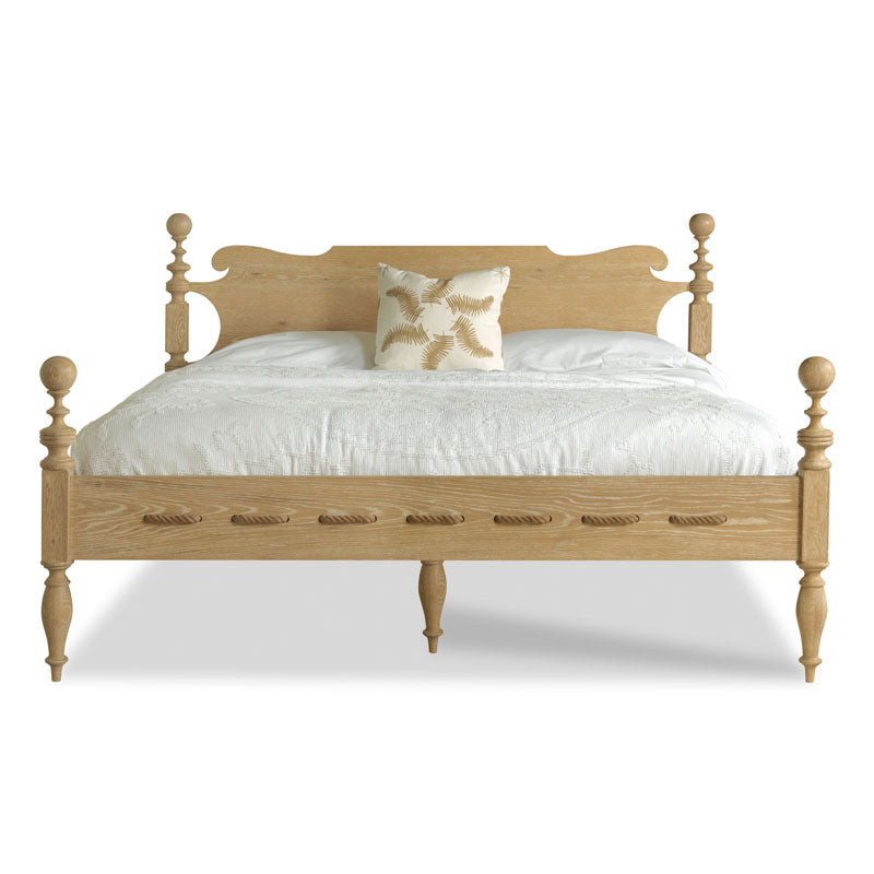 Queen Saltwater Bed in Limewash Finish on a white background at Addison West