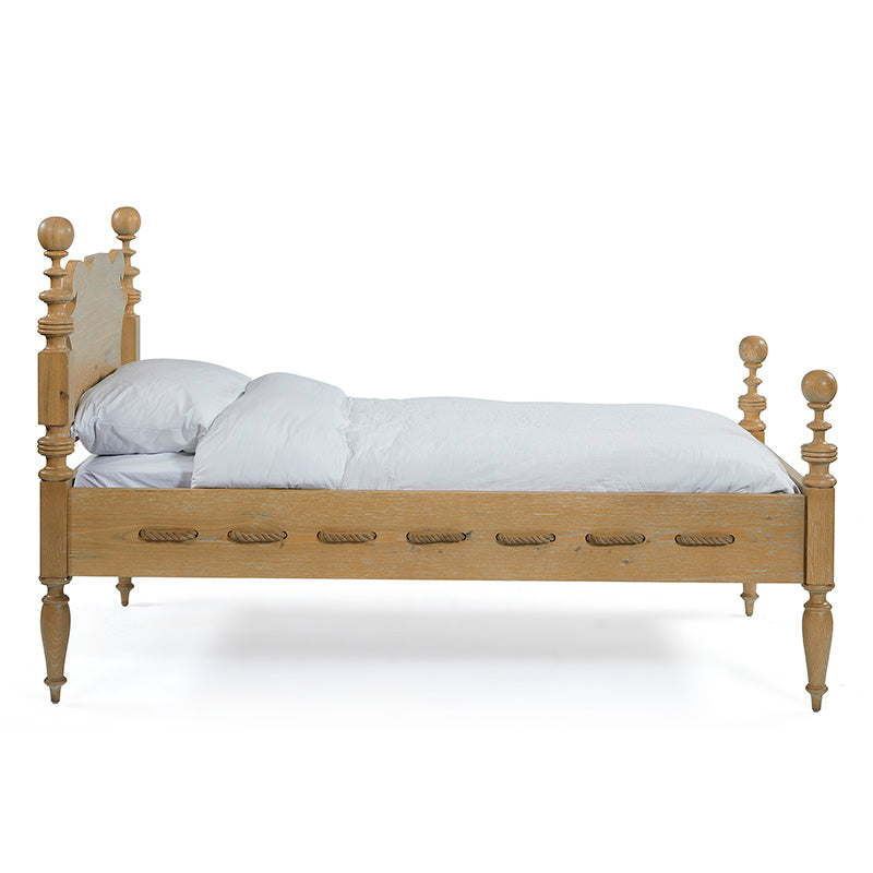 Twin Saltwater Bed in Limewash Finish on a white background at Addison West