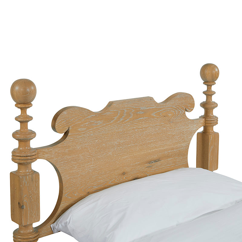Twin Saltwater Bed in Limewash Finish on a white background at Addison West