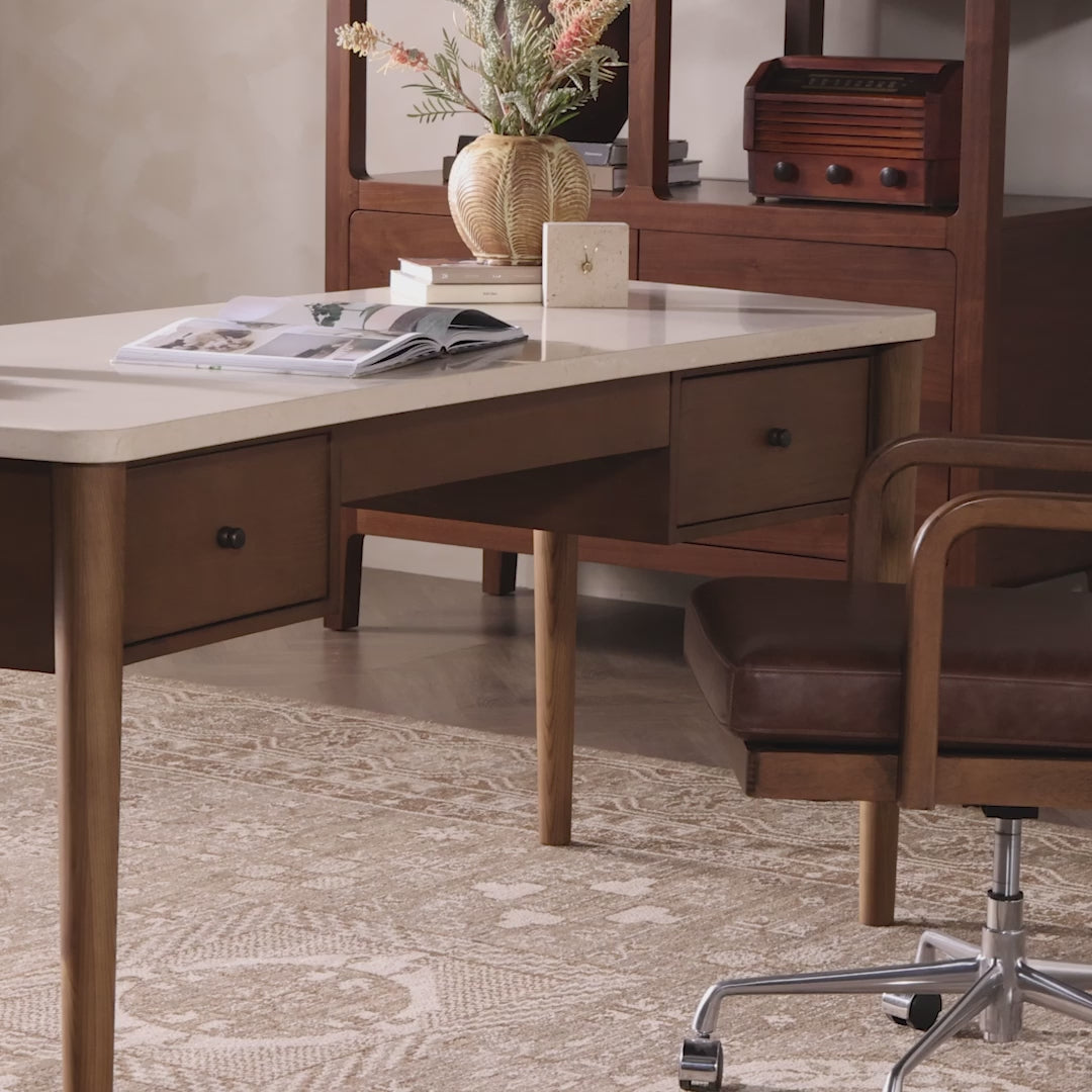 Four Hands Lorna Desk in Amber Ash Veneer in an office at Addison West