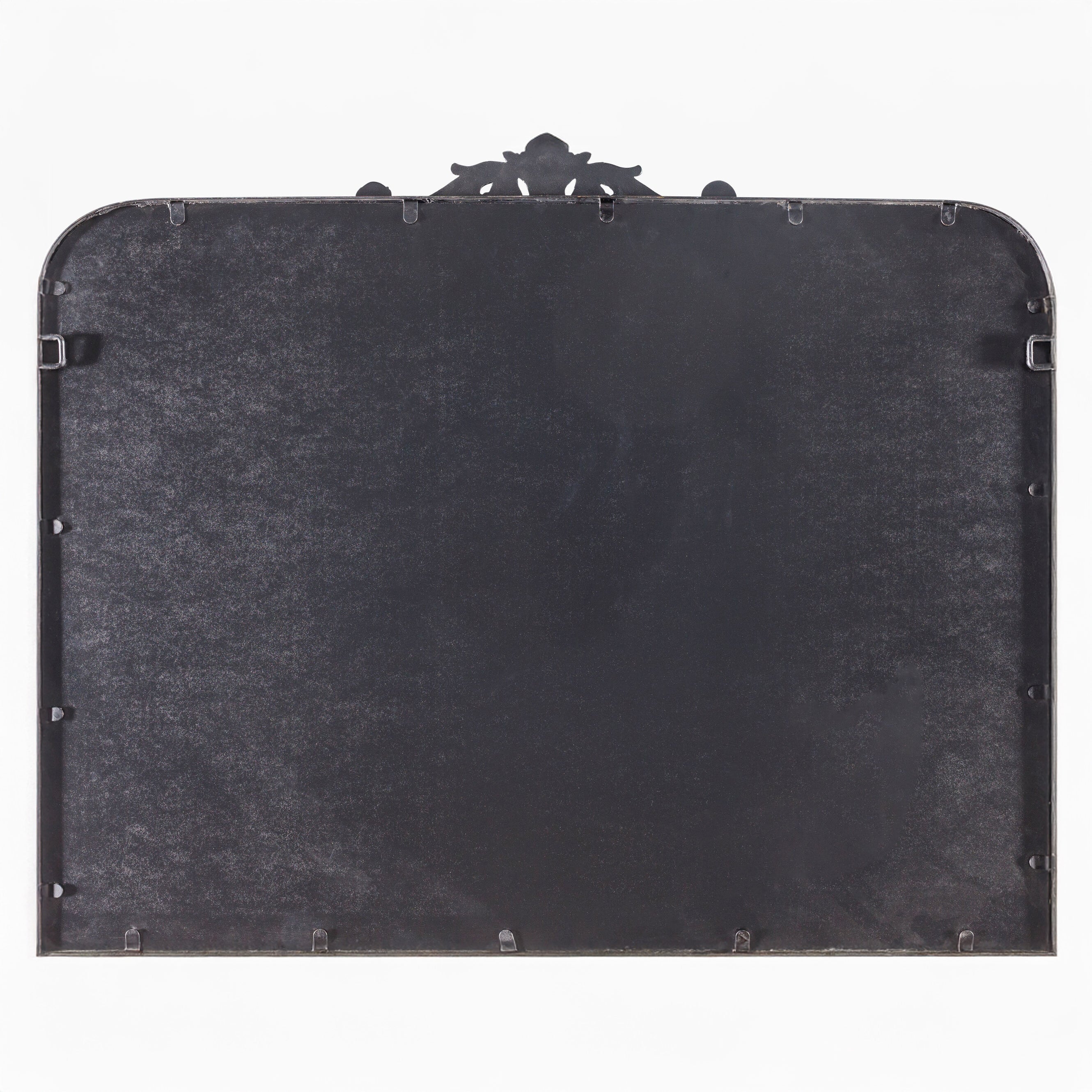 Back of Aarlen Mantel Mirror in Antiqued Black on a white background at Addison West