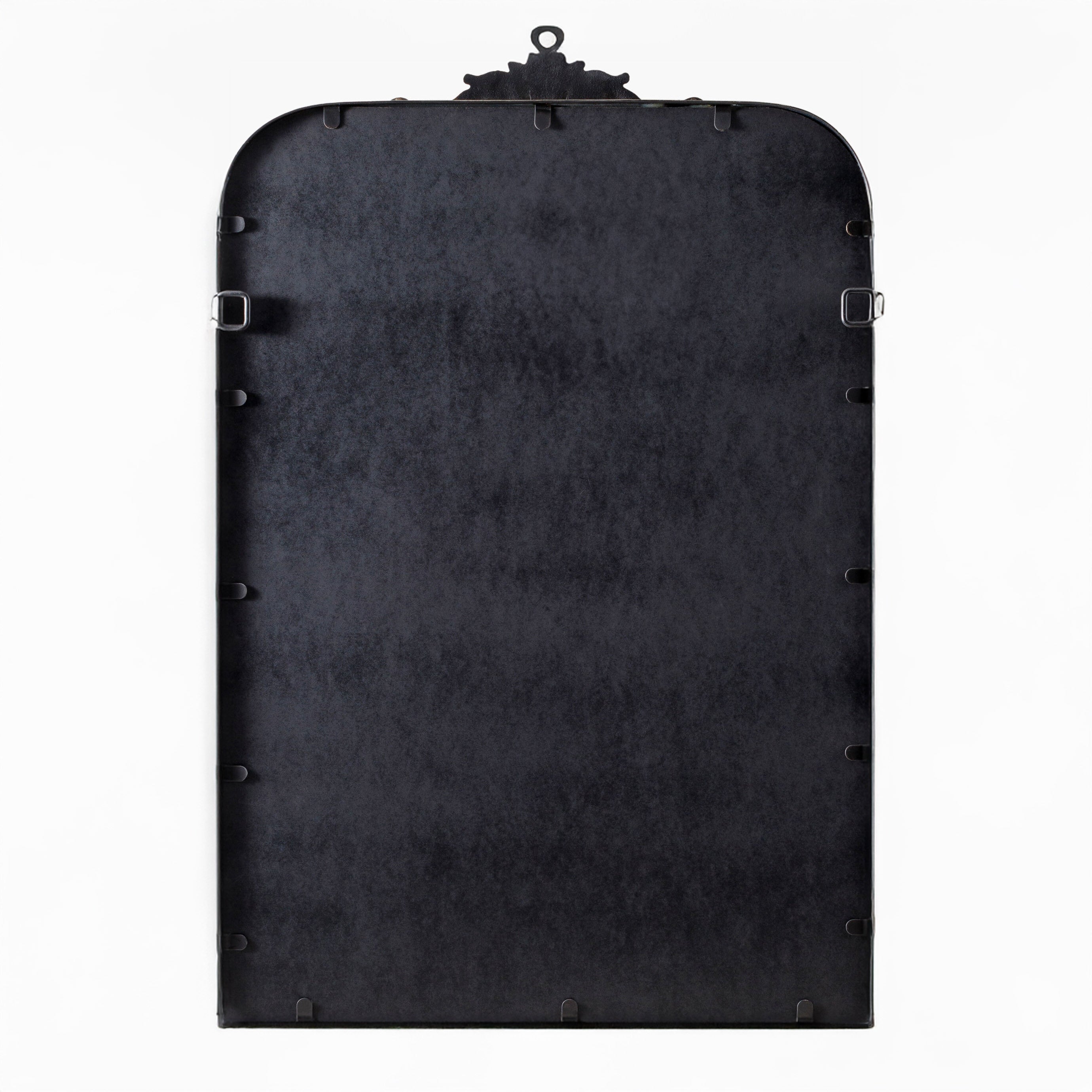 Back of Aarlen Accent Mirror in Antiqued Black on a white background at Addison West