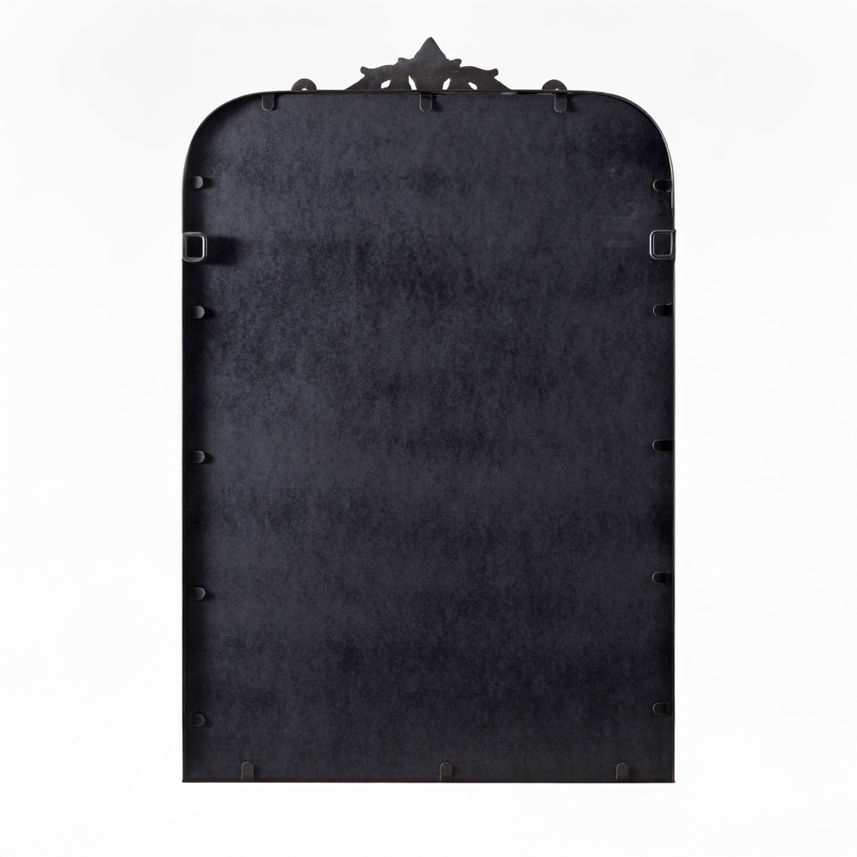 Back of Aarlen Accent Mirror in Antiqued Black on a white background at Addison West