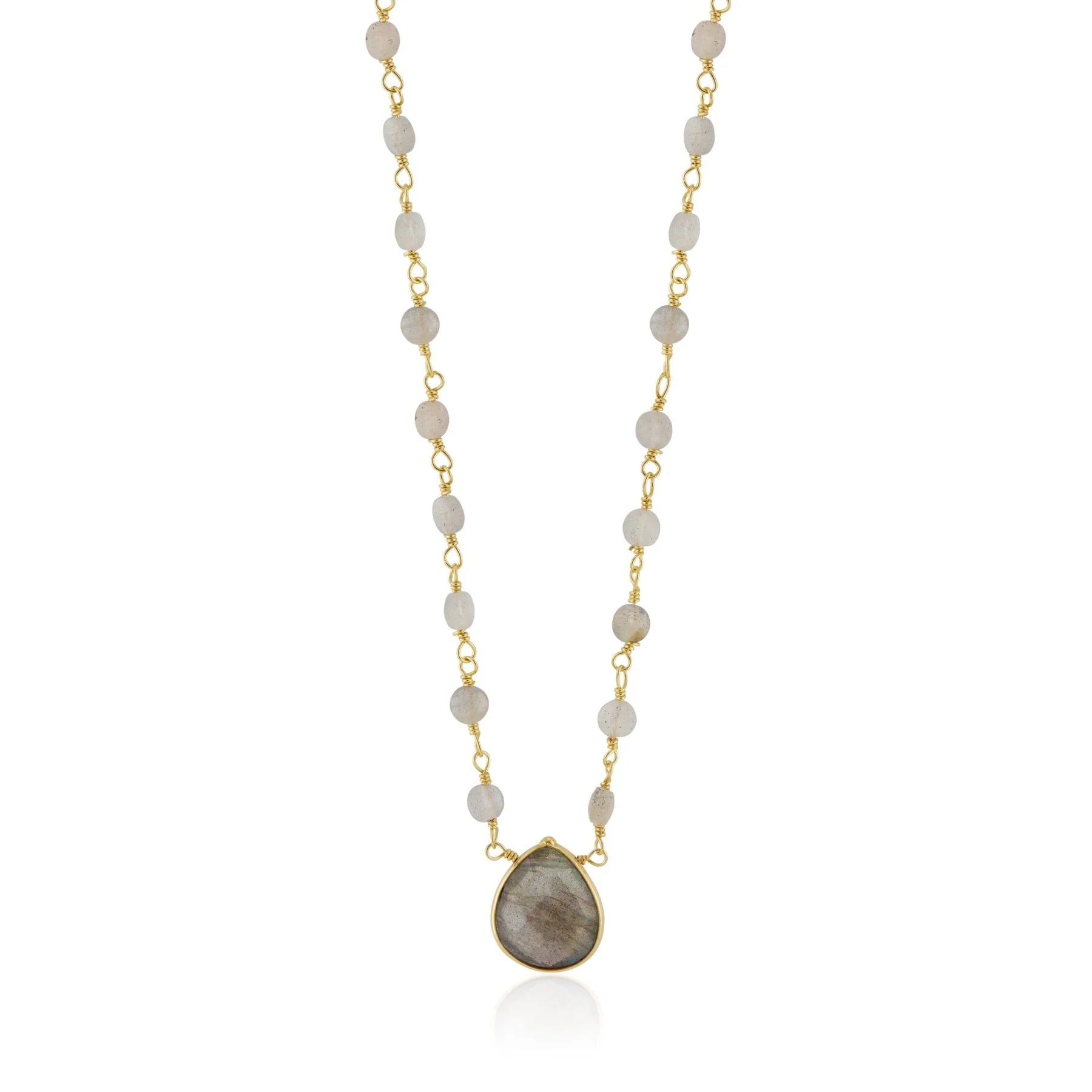 Elli Parr Simmons Beaded Labradorite Necklace on a white background at Addison West