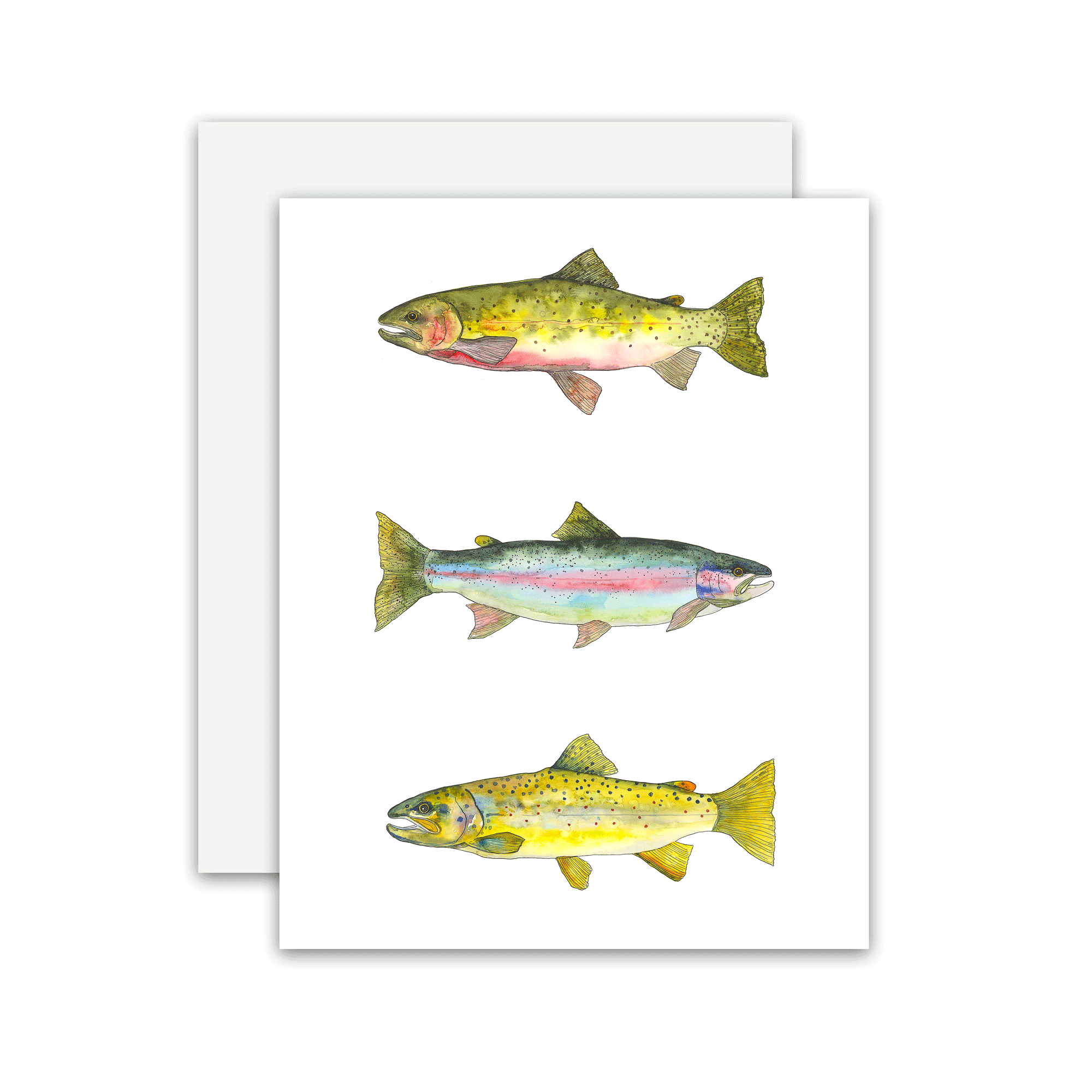 Trout Trio Card greeting card on a white background at Addison West