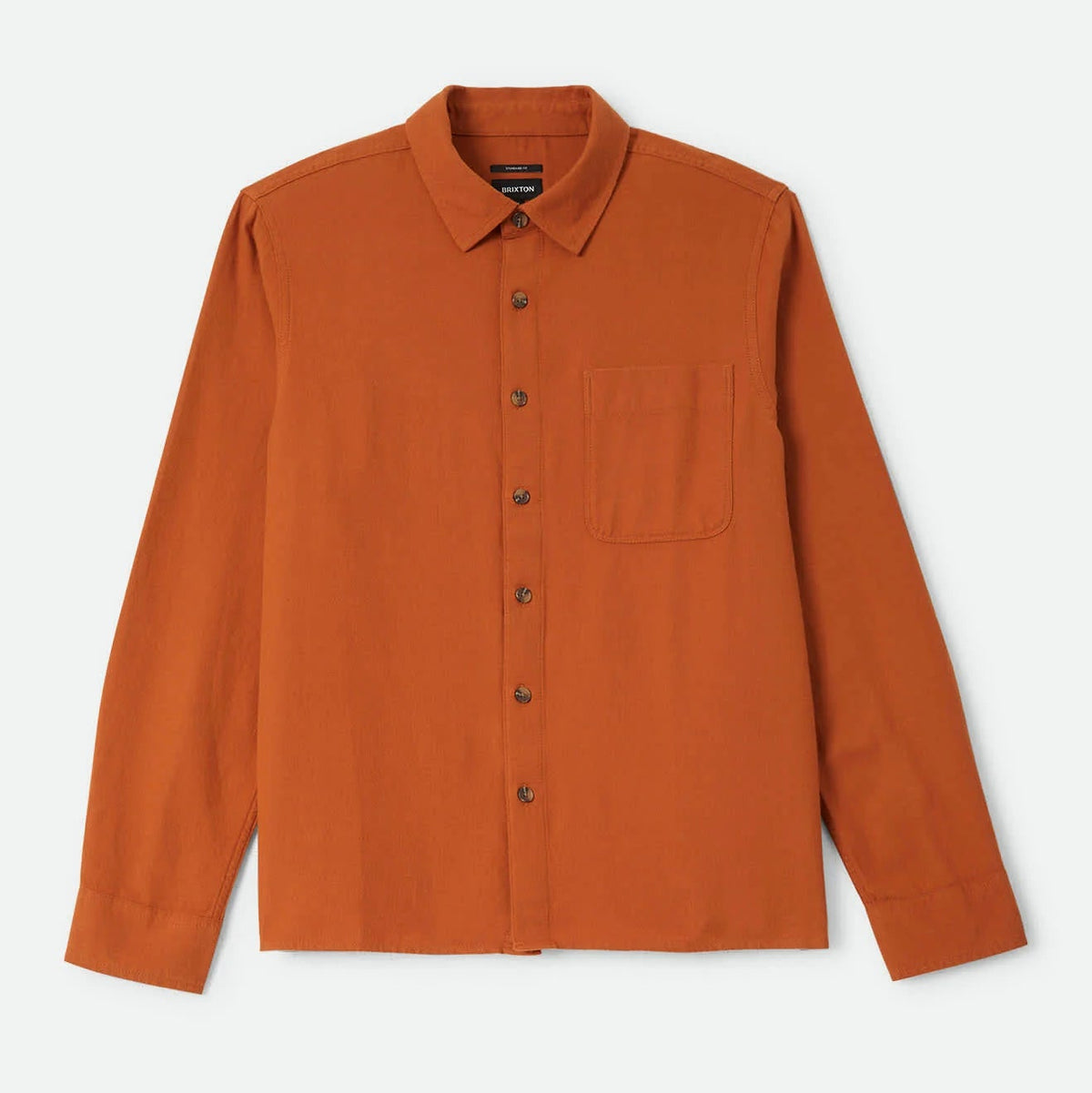 Brixton Men's Hasting LW Flannel in Caramel on plain background.