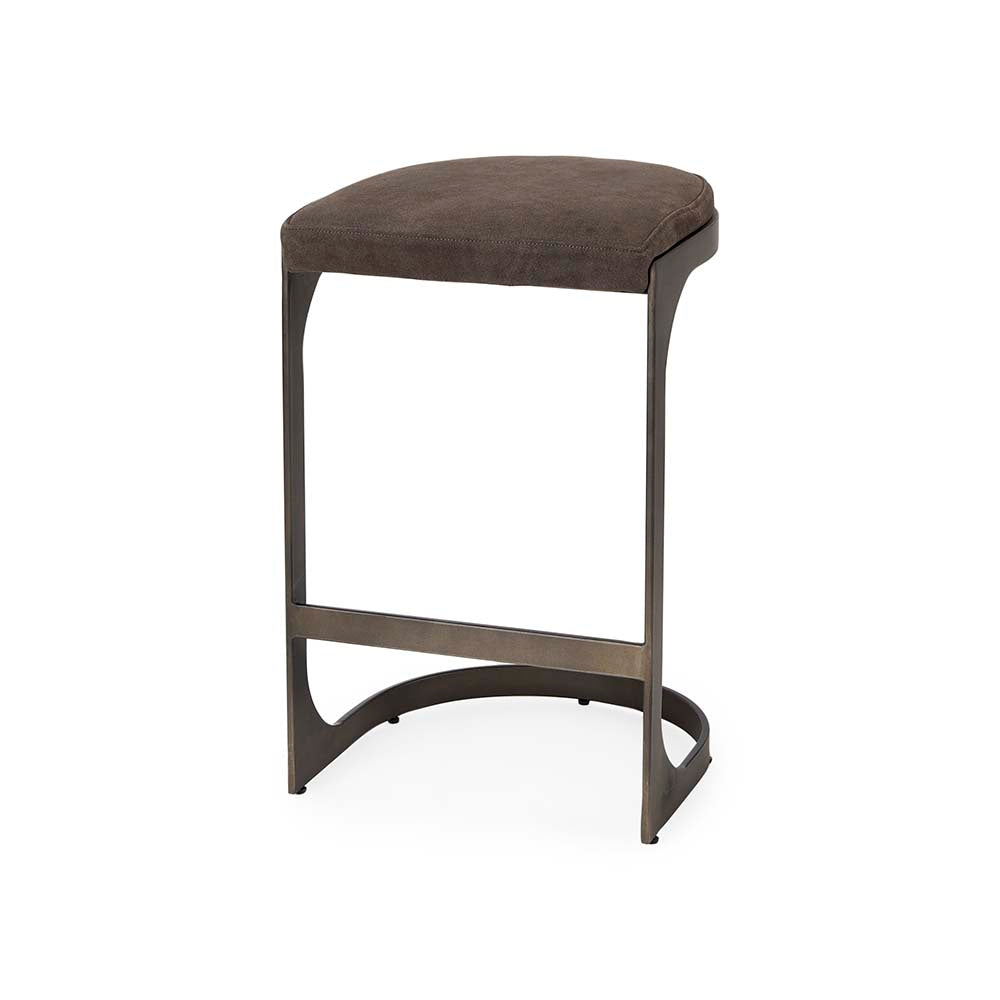 Tyler Counter Stool in Brown Suede - Addison West
