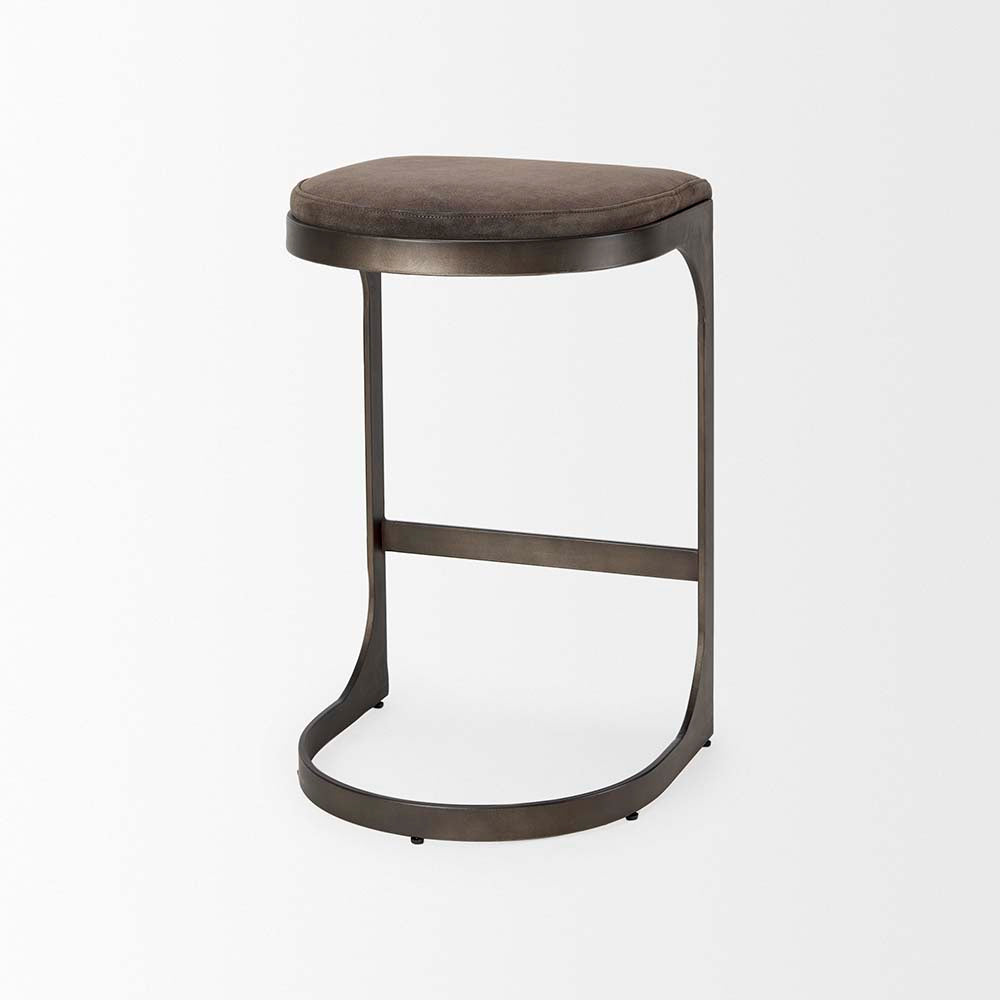 Tyler Counter Stool in Brown Suede - Addison West