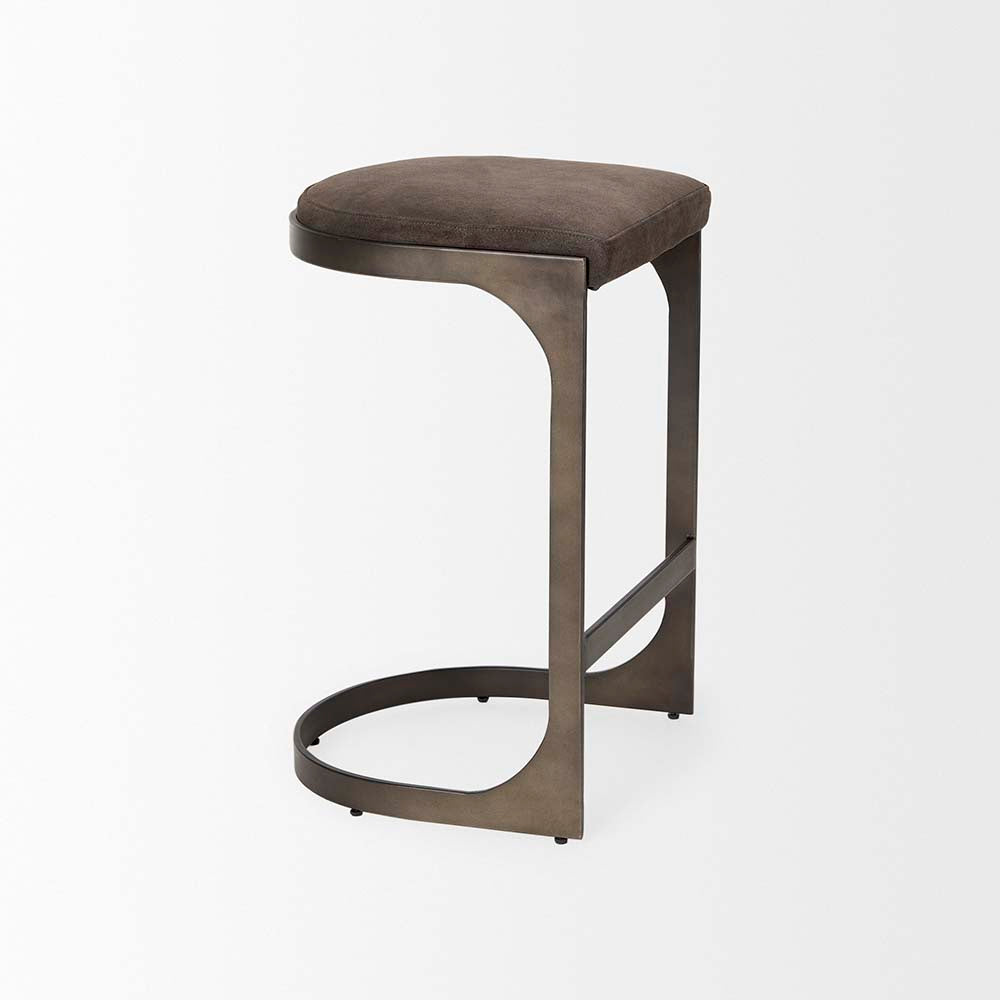 Tyler Counter Stool in Brown Suede - Addison West