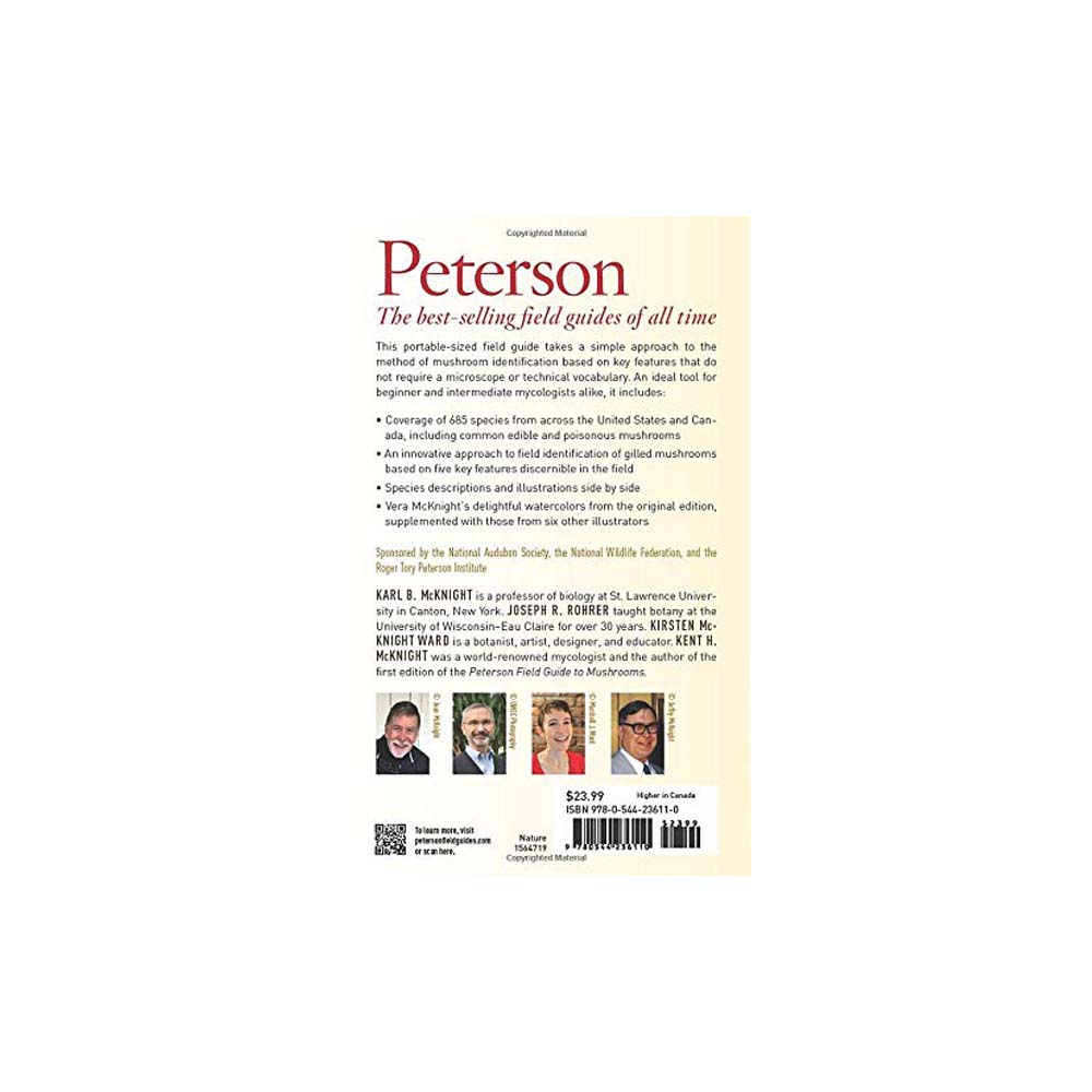 Peterson field guide to mushrooms back cover on a white background